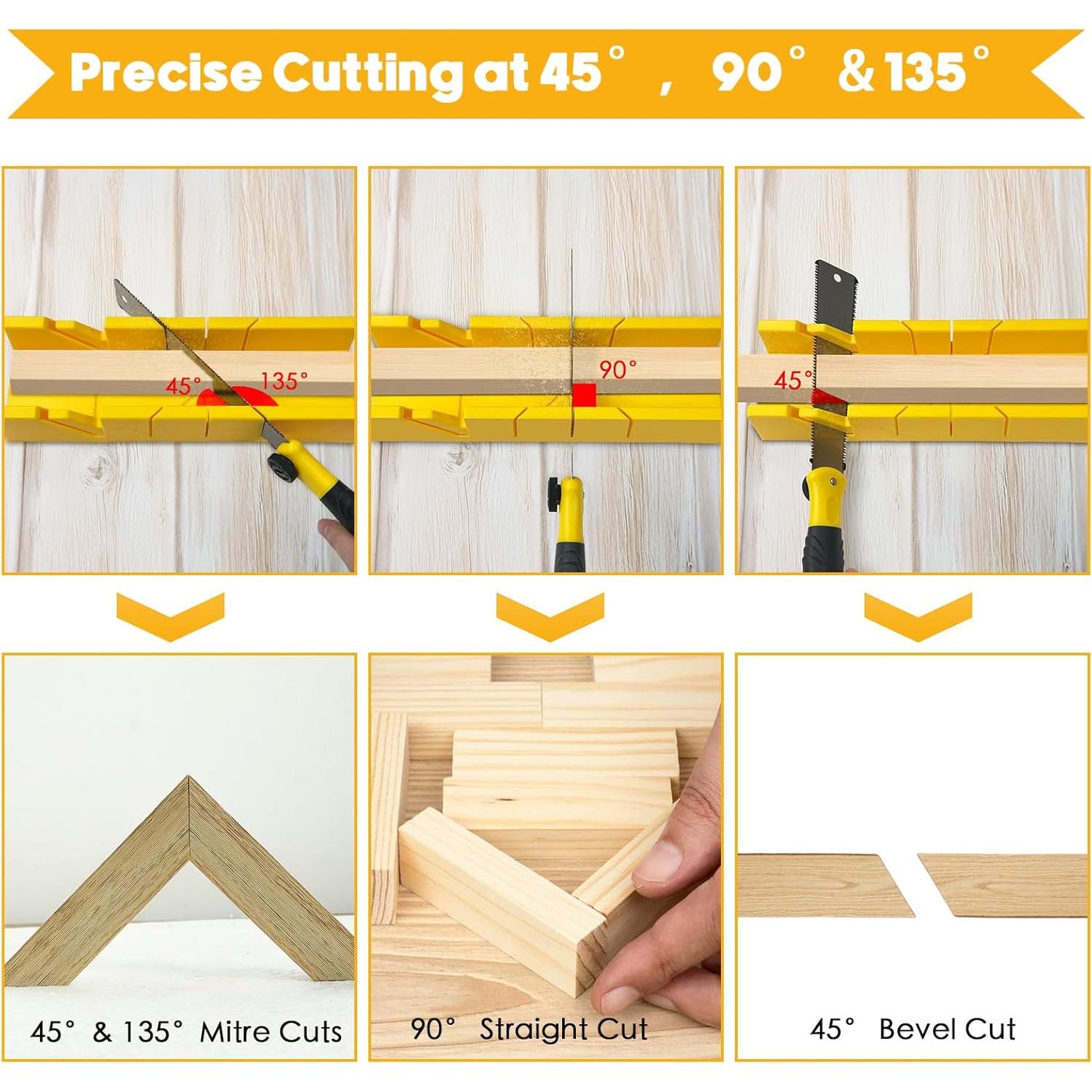 Juego de caja de inglete y sierra Konvixon 4 piezas 30.48 cm
