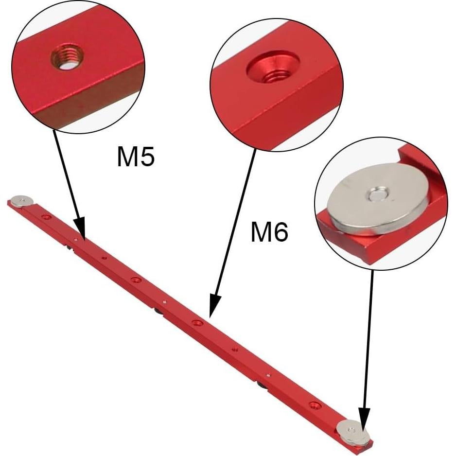 Barra de Inglete KETIPED 450mm Aluminio Rojo Ajustable