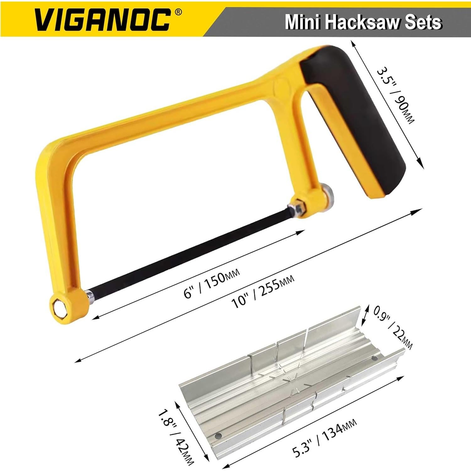 Sierra de arco mini Viganoc 150 mm con bloque de inglete
