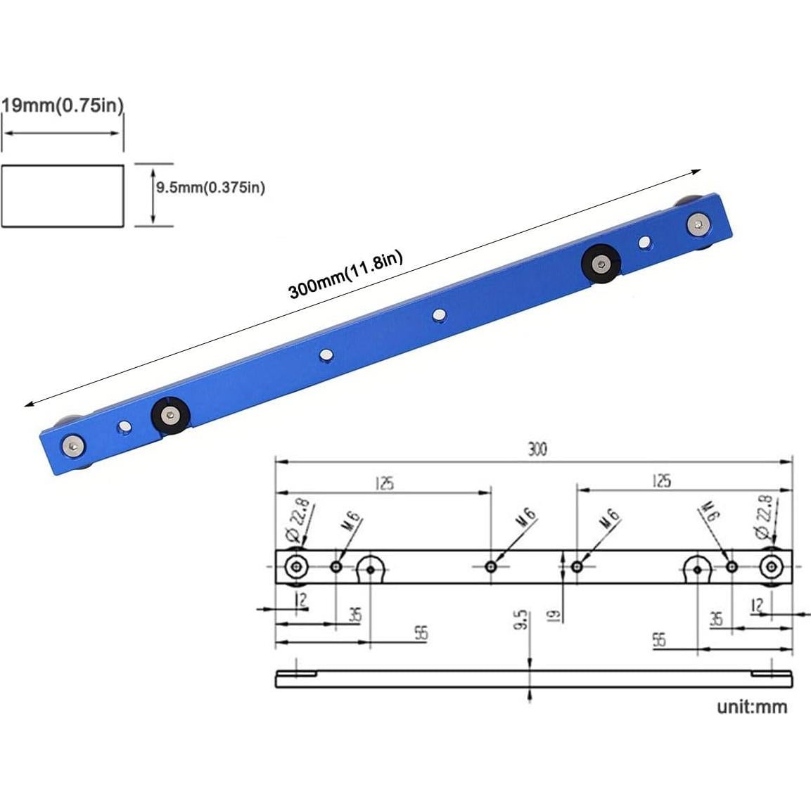 Barra de Inglete KETIPED 300mm Azul para Sierra de Mesa