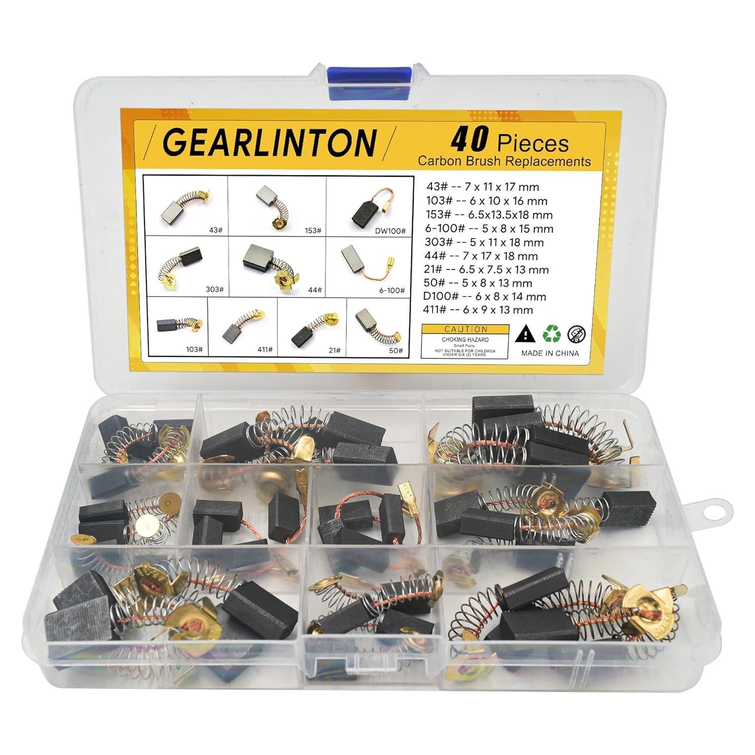 Juego de Cepillos de Carbón GEARLINTON 40 PZS para Motores