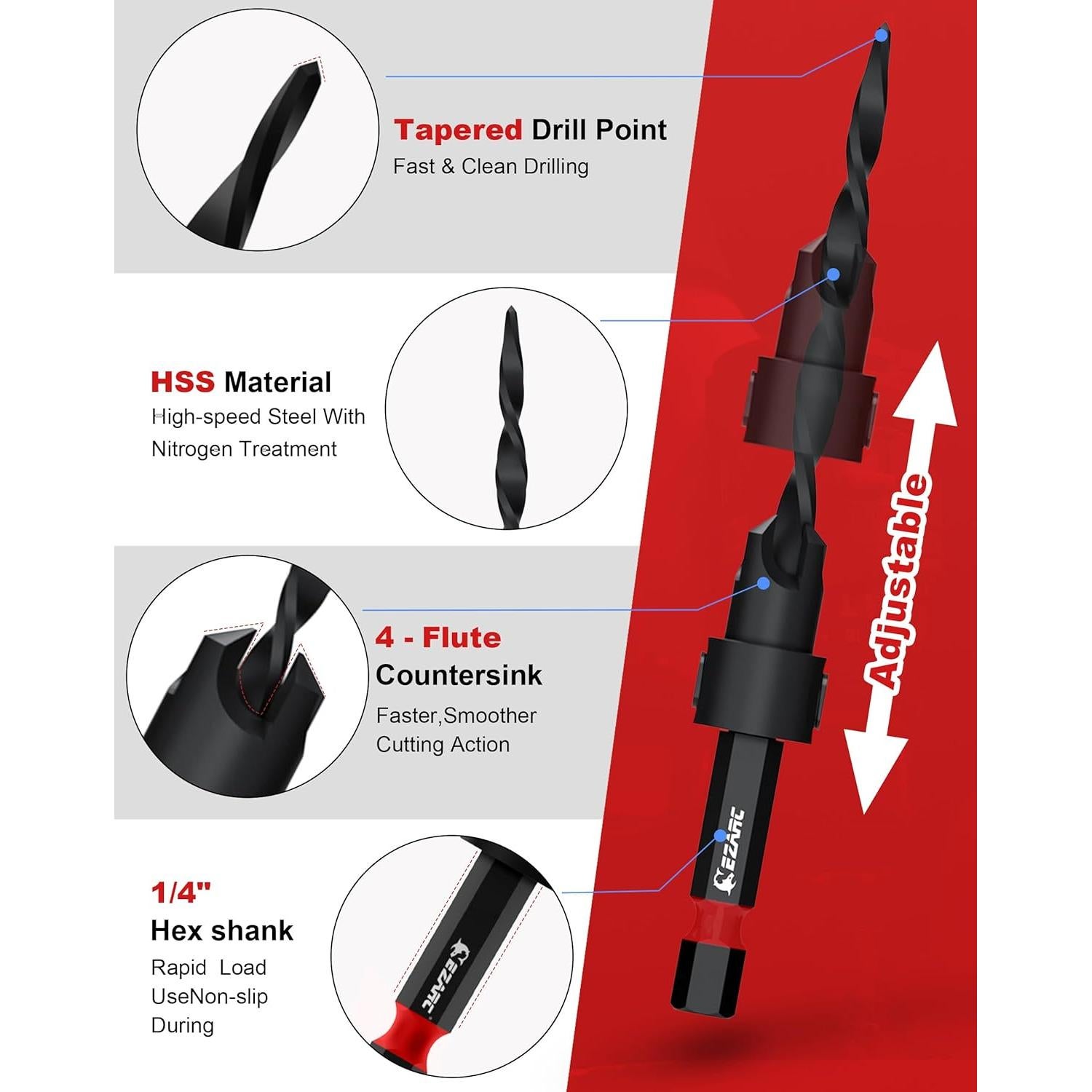 Juego de brocas avellanadoras EZARC 15 PCS para madera