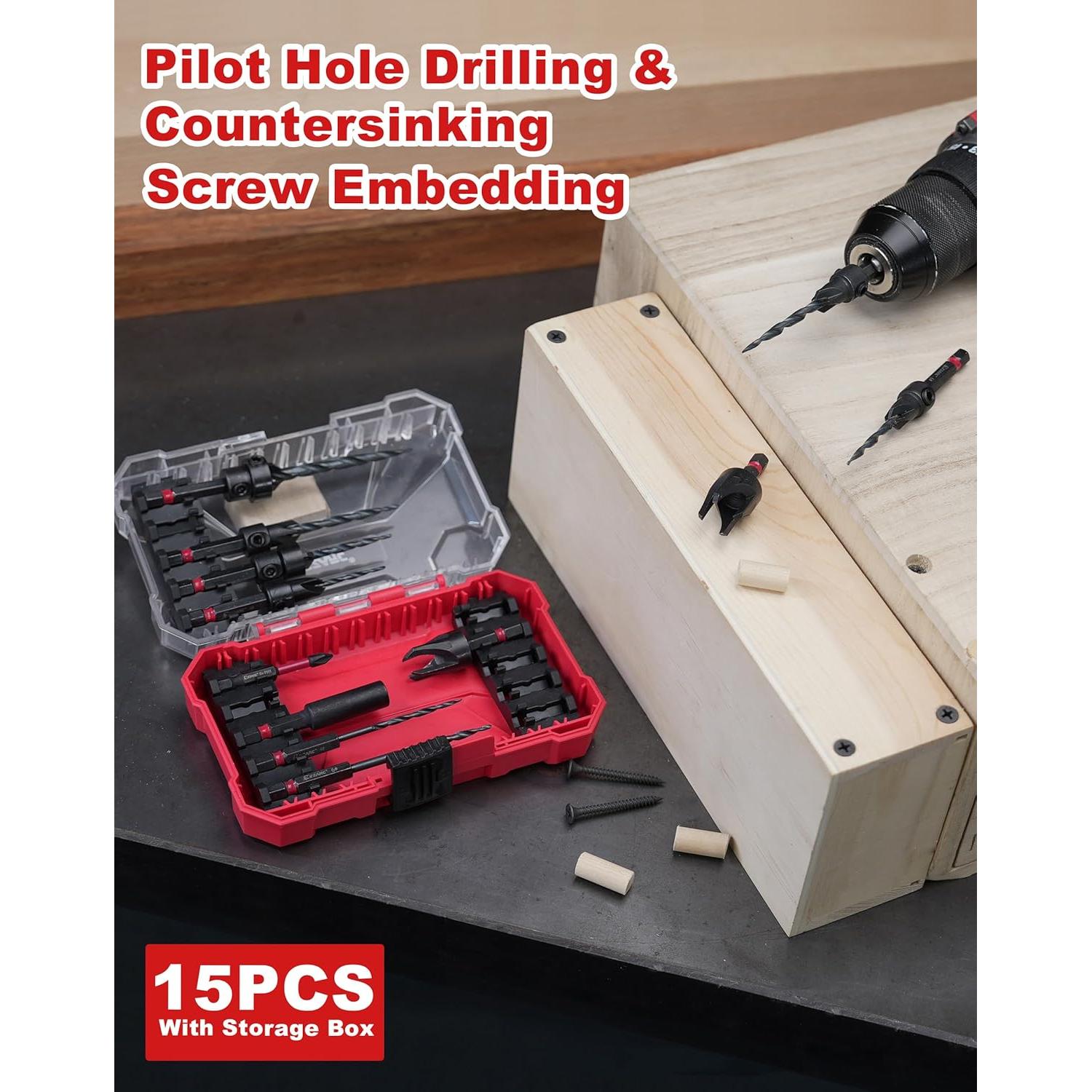 Juego de brocas avellanadoras EZARC 15 PCS para madera