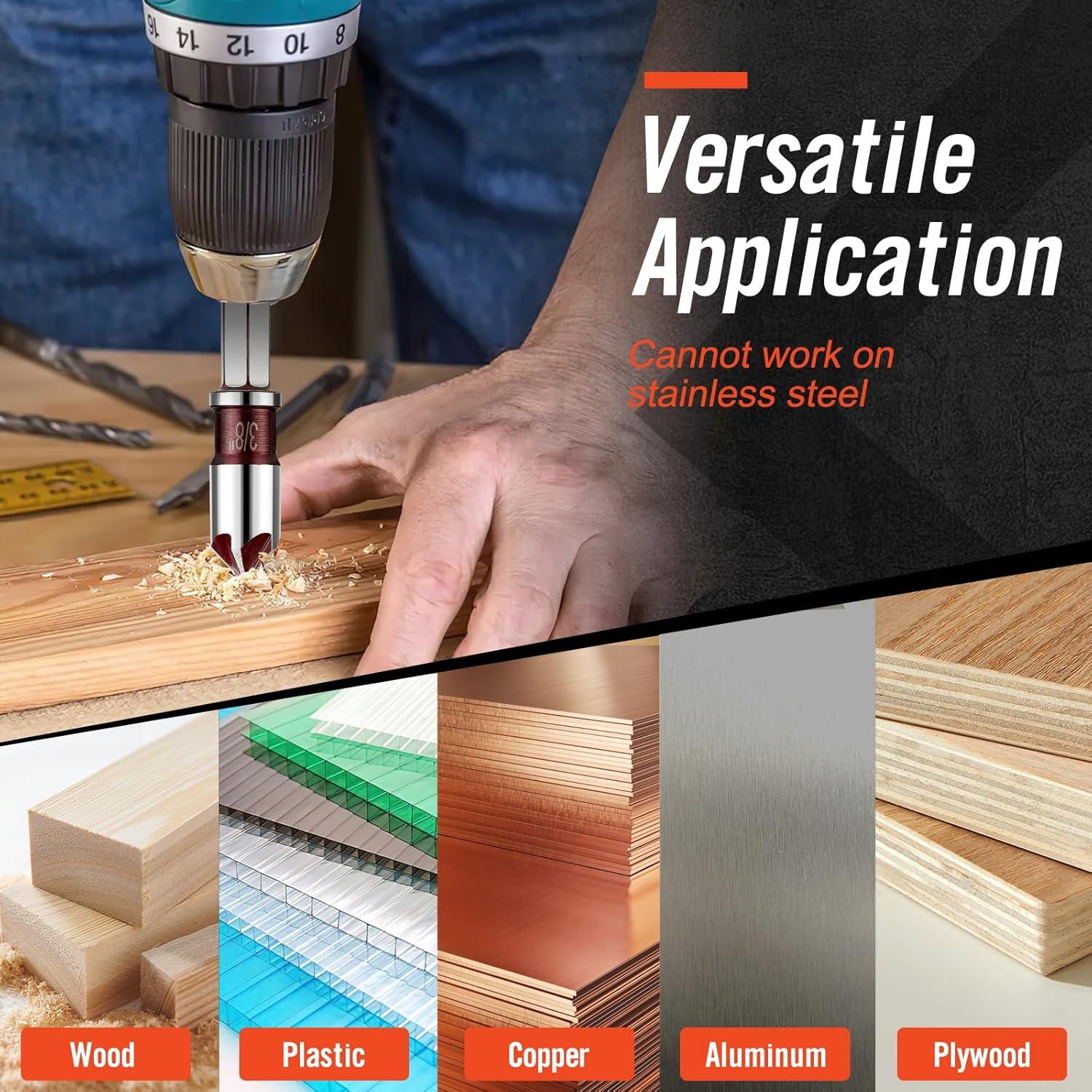 Juego de Brocas Avellanado Pylevemv 5 Piezas 1/4 a 3/4