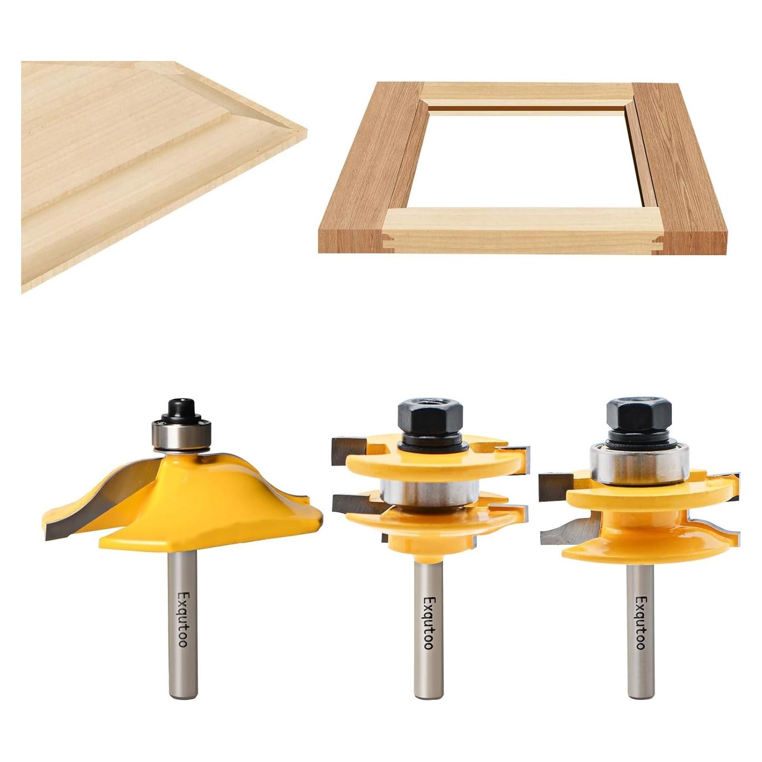 Juego de 3 brocas de enrutador Z.Hen 1/4" vástago para madera