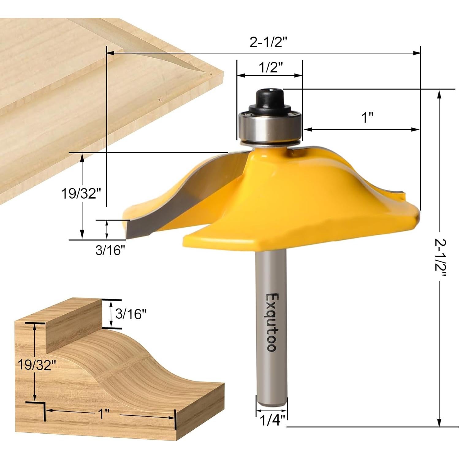 Juego de 3 brocas de enrutador Z.Hen 1/4" vástago para madera