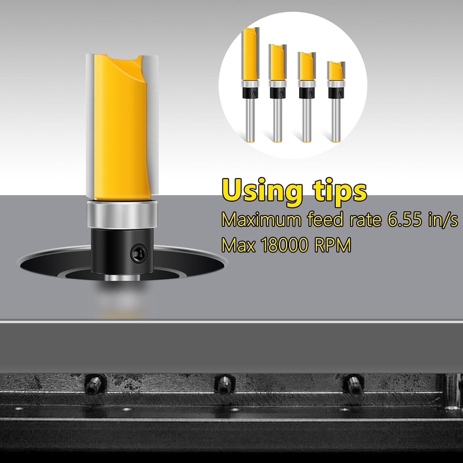 Juego de Fresas de Router Feanron 4 Pcs 1/4" Eje Cortador de Madera