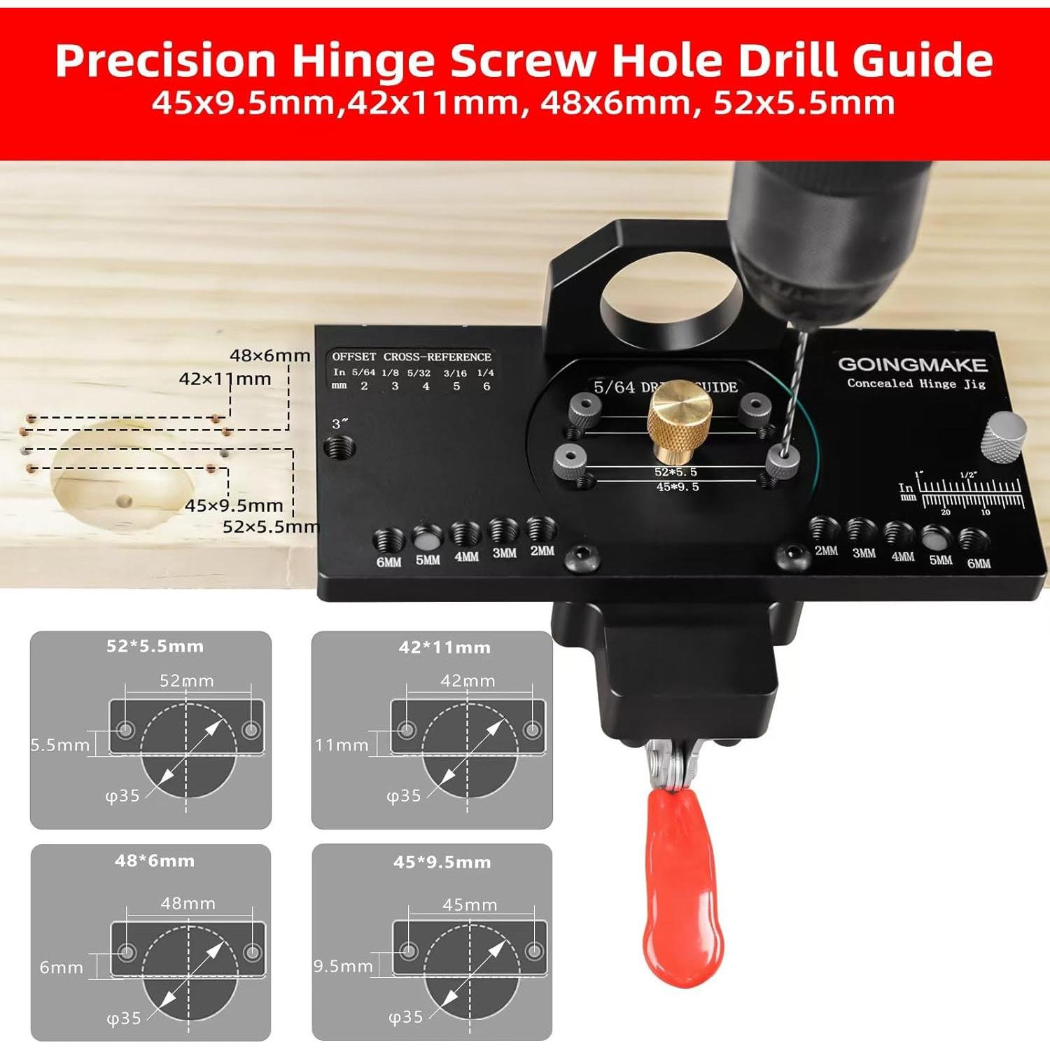 Plantilla de Bisagra Oculta GOINGMAKE 35 mm con Abrazadera Rápida