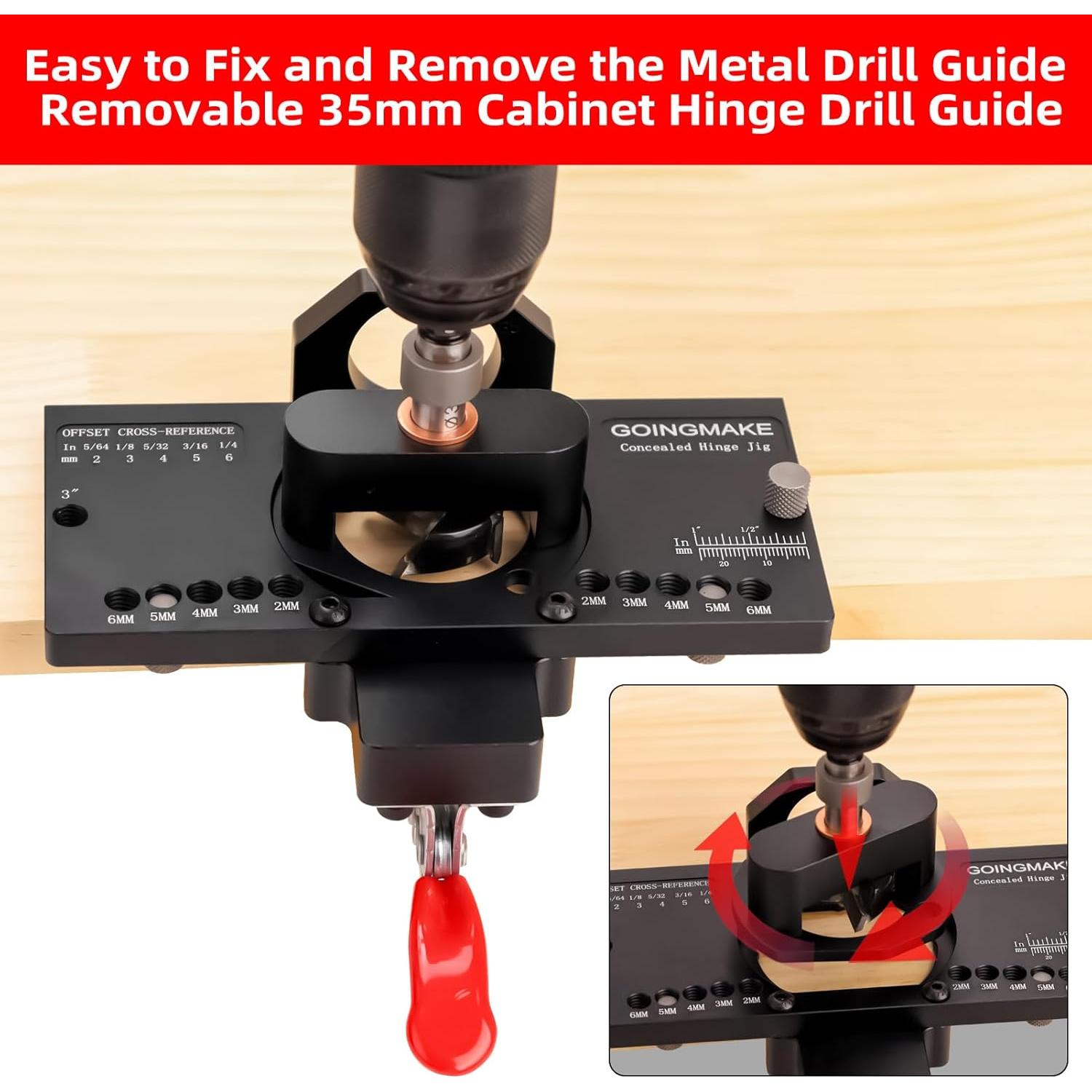 Plantilla de Bisagra Oculta GOINGMAKE 35 mm con Abrazadera Rápida