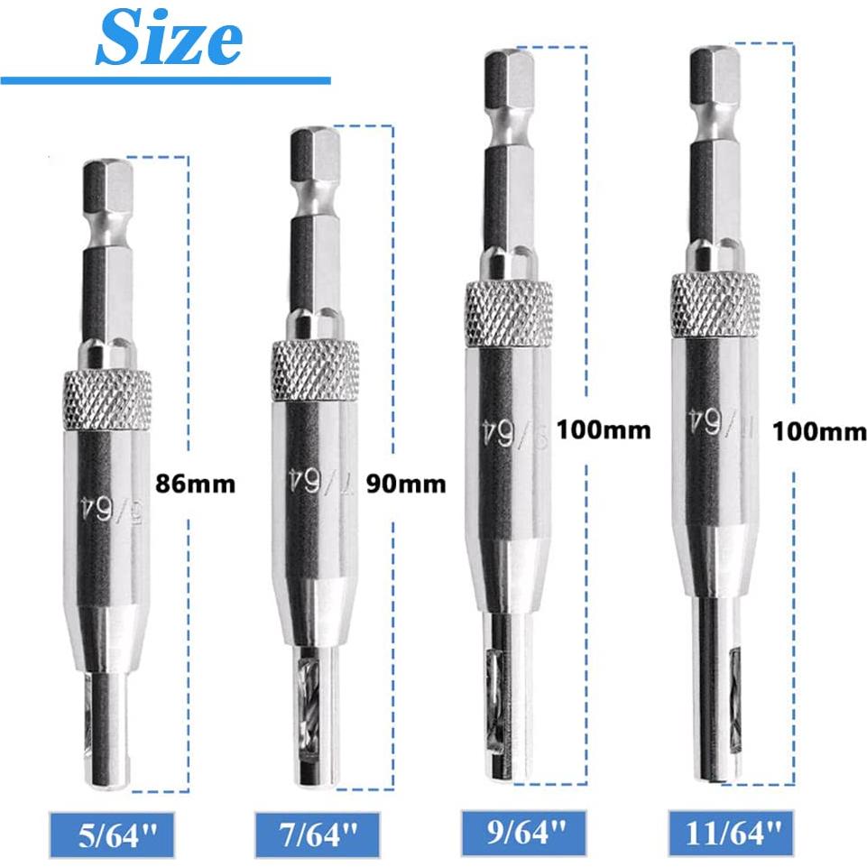 Juego de 4 Brocas HSS Eyech para Bisagras 1,98 a 4,36 mm