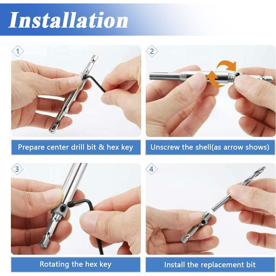 Juego de 4 Brocas HSS Eyech para Bisagras 1,98 a 4,36 mm