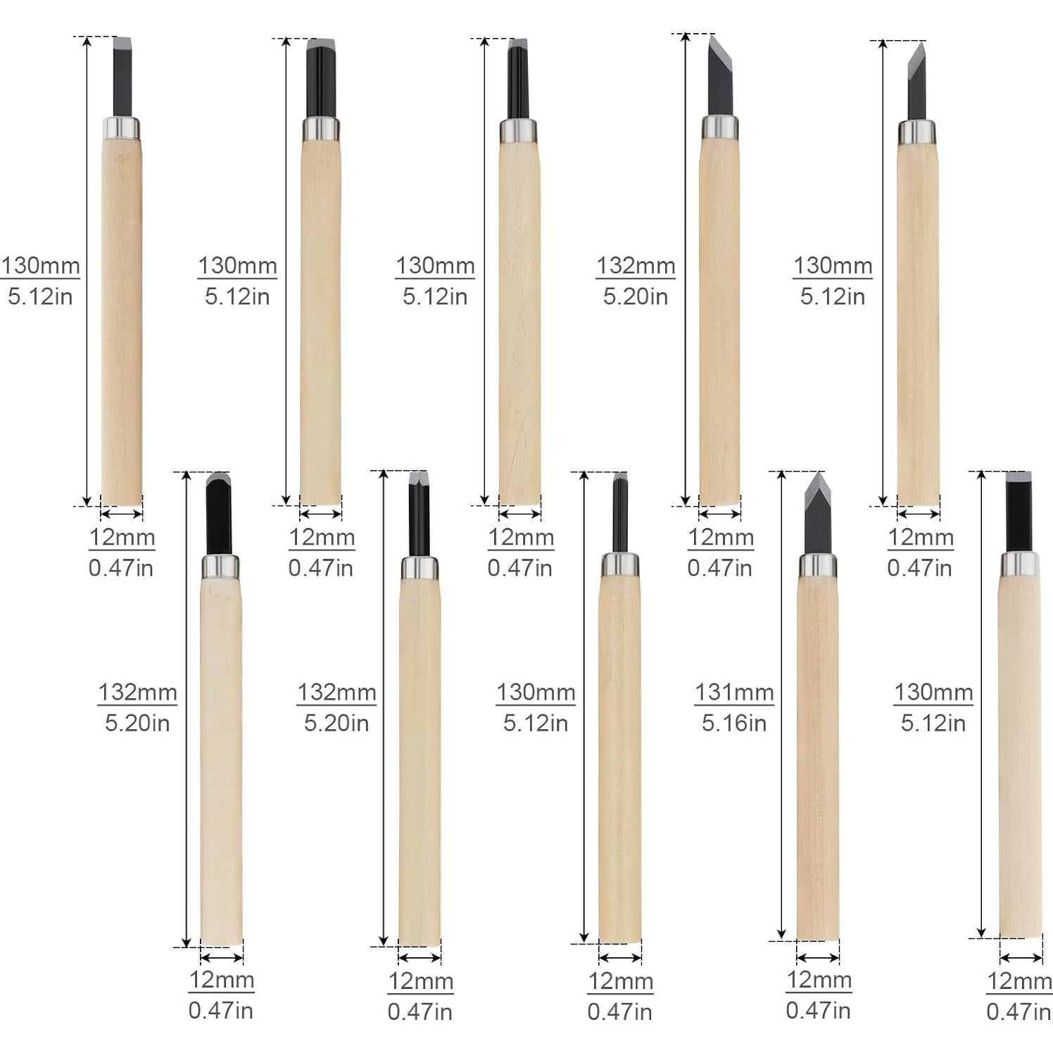 Conjunto de 10 Cinceles de Tallado en Madera OriGlam