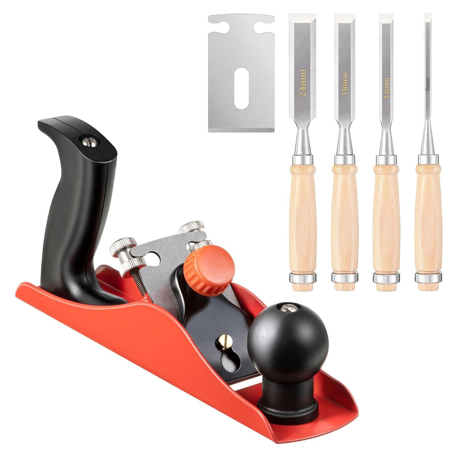 Plano de Mano Dreyoo con Cuchilla de 5 cm y 4 Cinceles de Madera