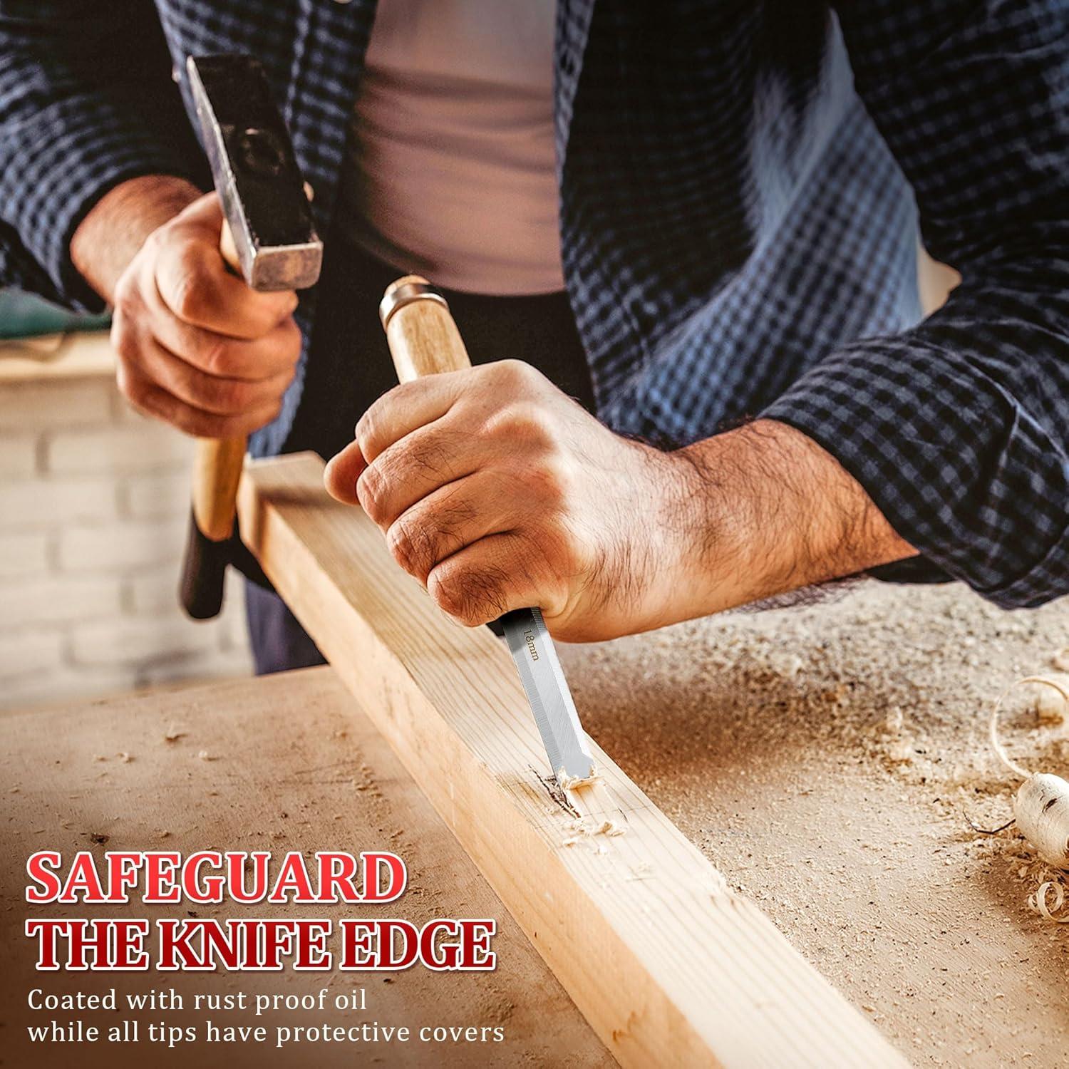 Plano de Mano Dreyoo con Cuchilla de 5 cm y 4 Cinceles de Madera