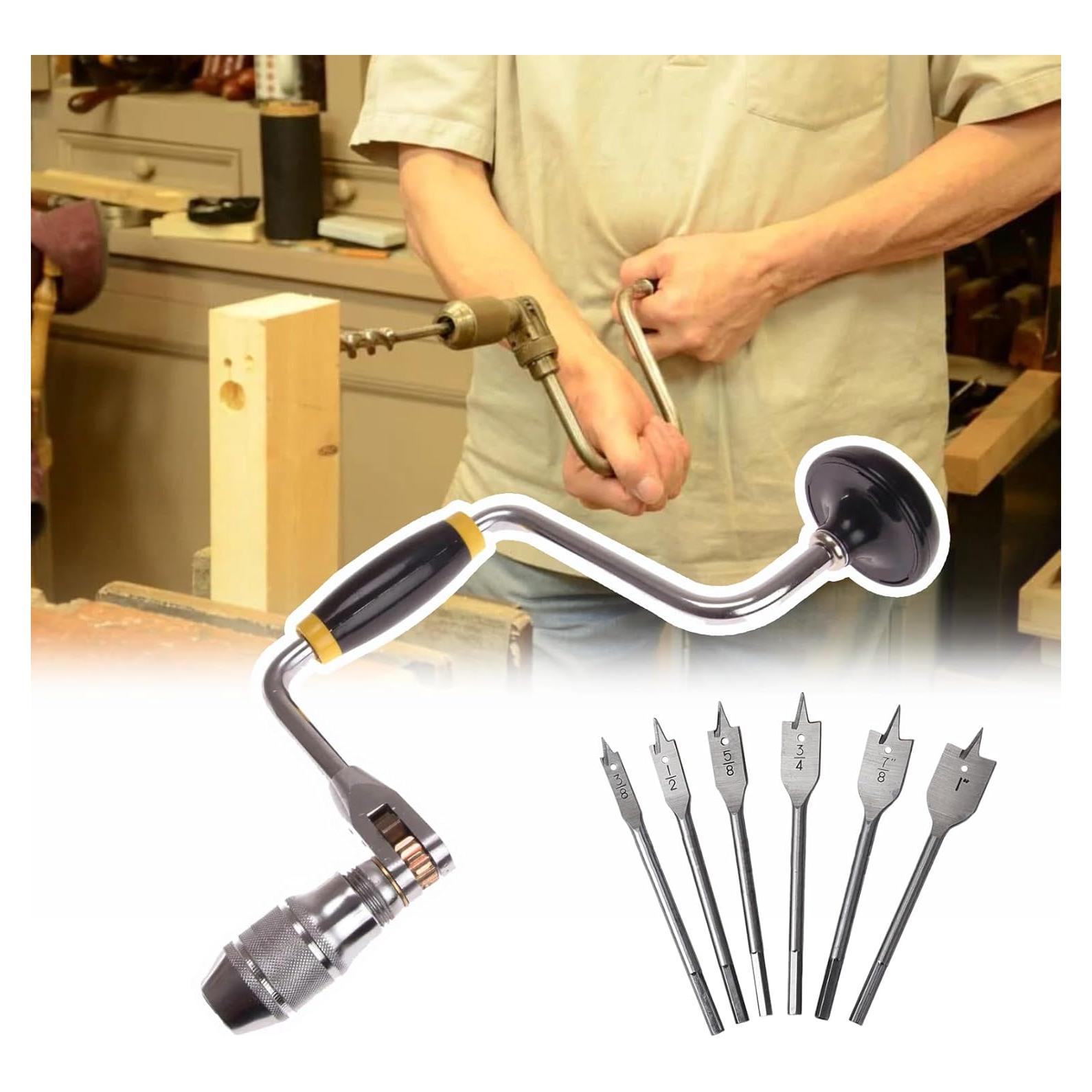 Taladro de Manivela YEBOOCA 30,48 cm con 6 Brocas