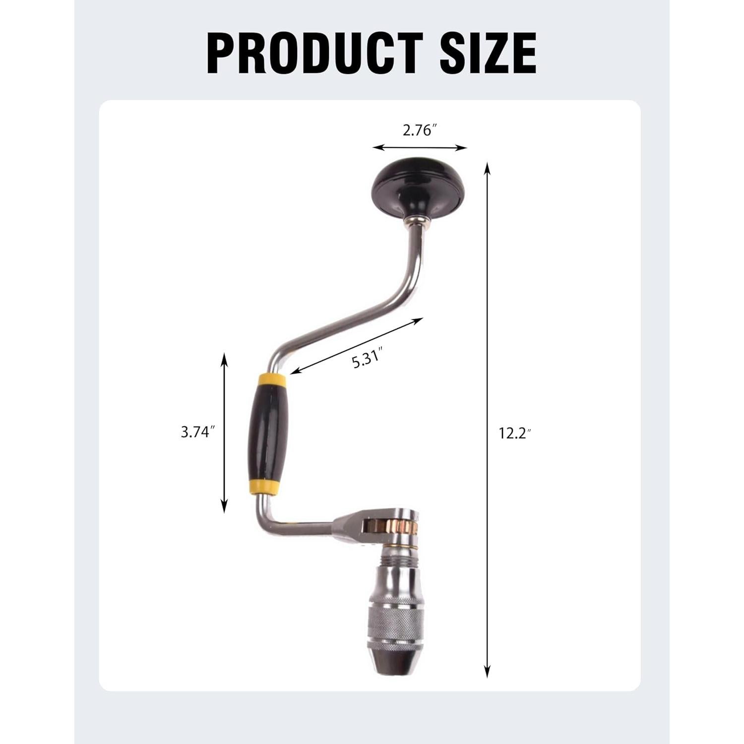 Taladro de Manivela YEBOOCA 30,48 cm con 6 Brocas