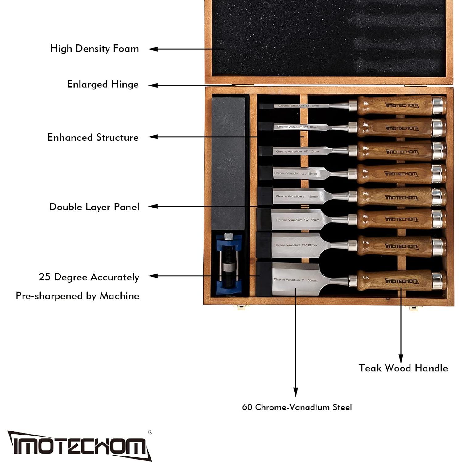 Juego de 10 Cinceles de Madera IMOTECHOM con Caja