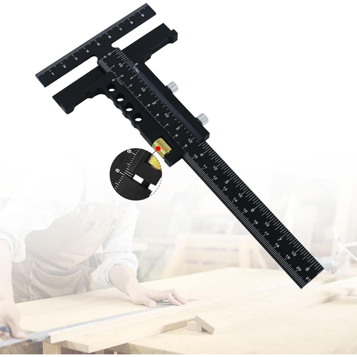 Scriber de Madera Leefasy en Forma de T con Ajuste Fino