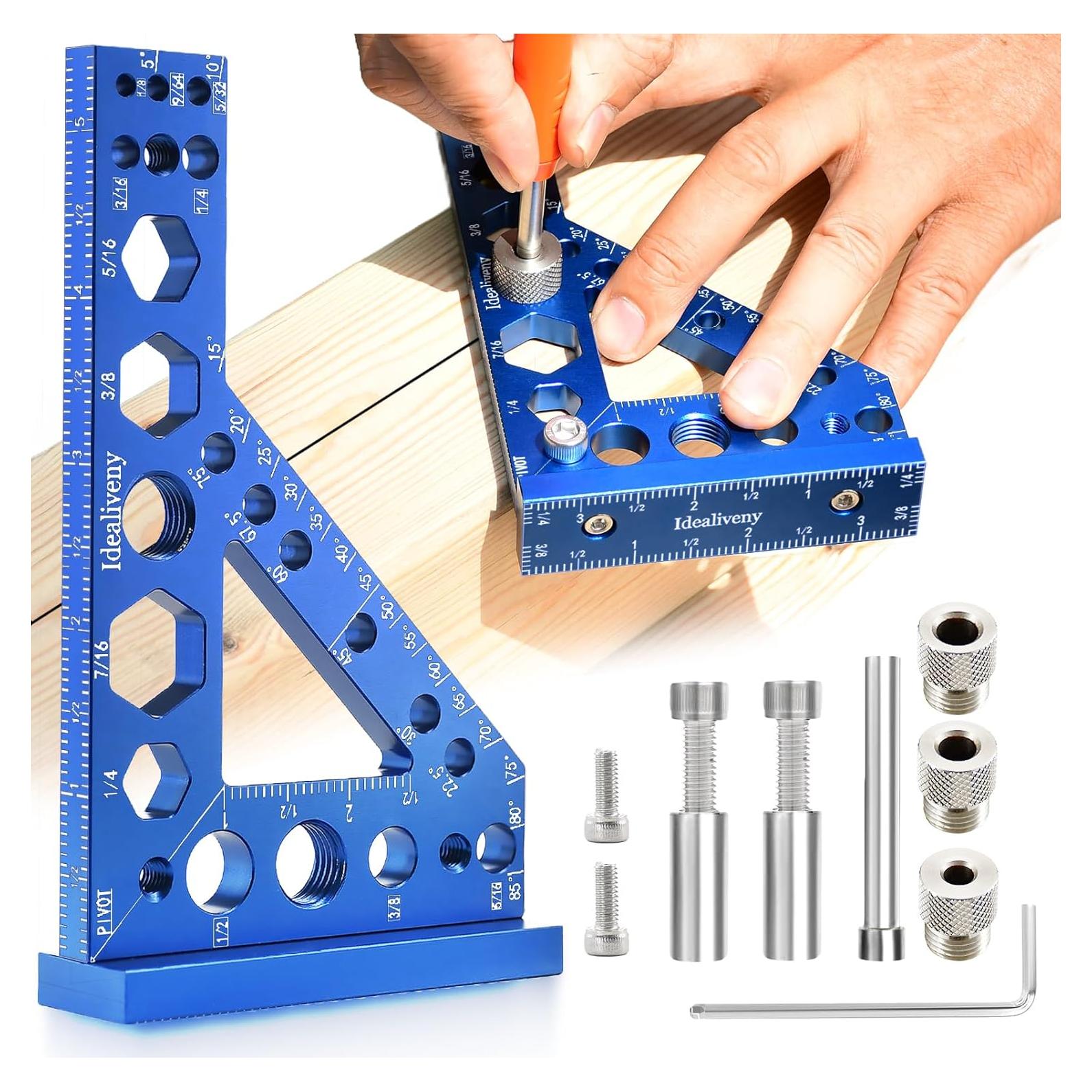 Escuadra de Carpintero 8-en-1 Aluminio Mrhothome Azul