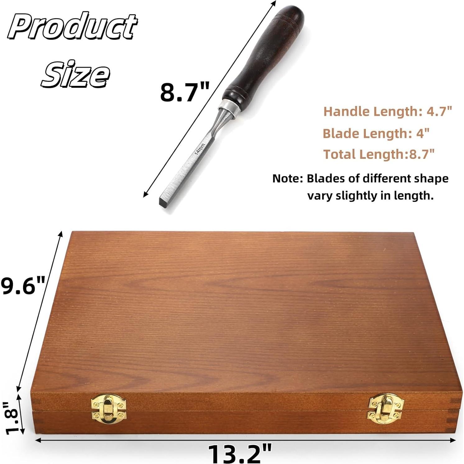 Juego de 12 Cinceles de Tallado Covzoe con Caja de Madera