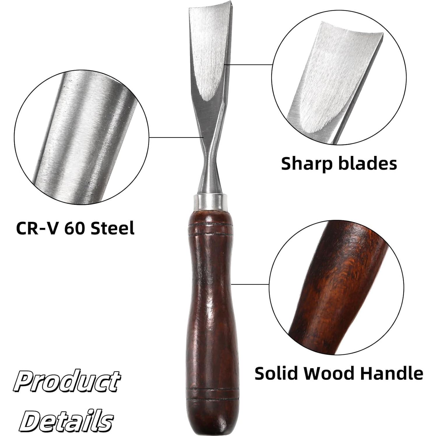 Juego de 12 Cinceles de Tallado Covzoe con Caja de Madera