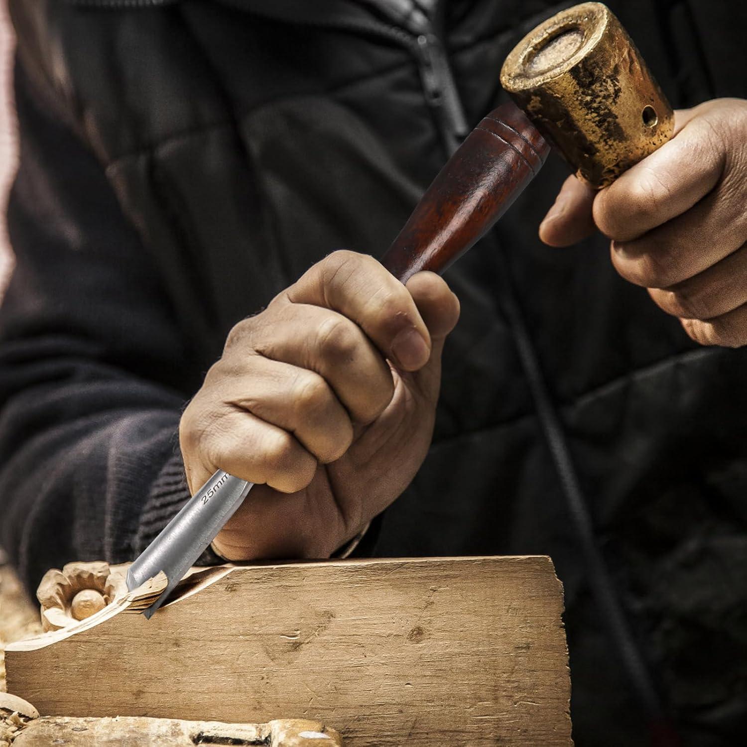 Juego de 12 Cinceles de Tallado Covzoe con Caja de Madera