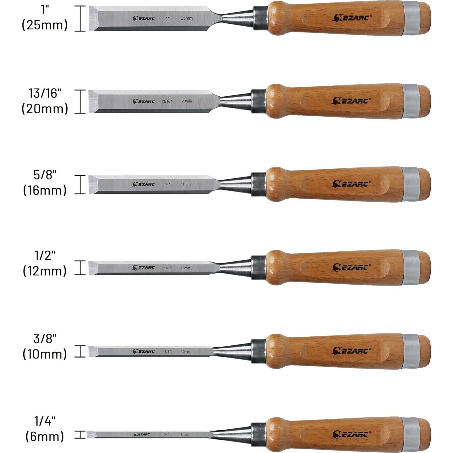 Cinceles de Carpintería EZARC 6 Piezas con Estuche