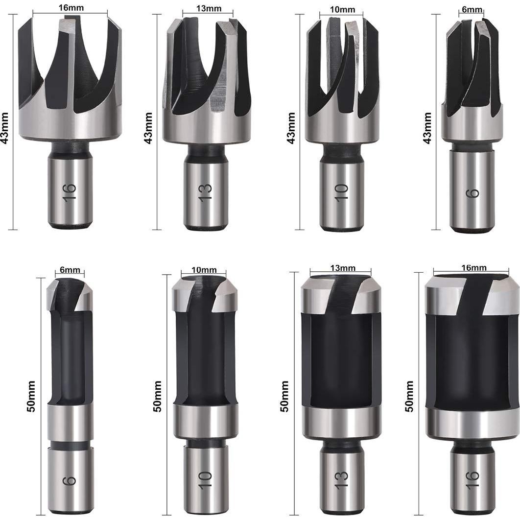 Juego de 8 Brocas para Cortar Tapones de Madera Baorder 10 mm