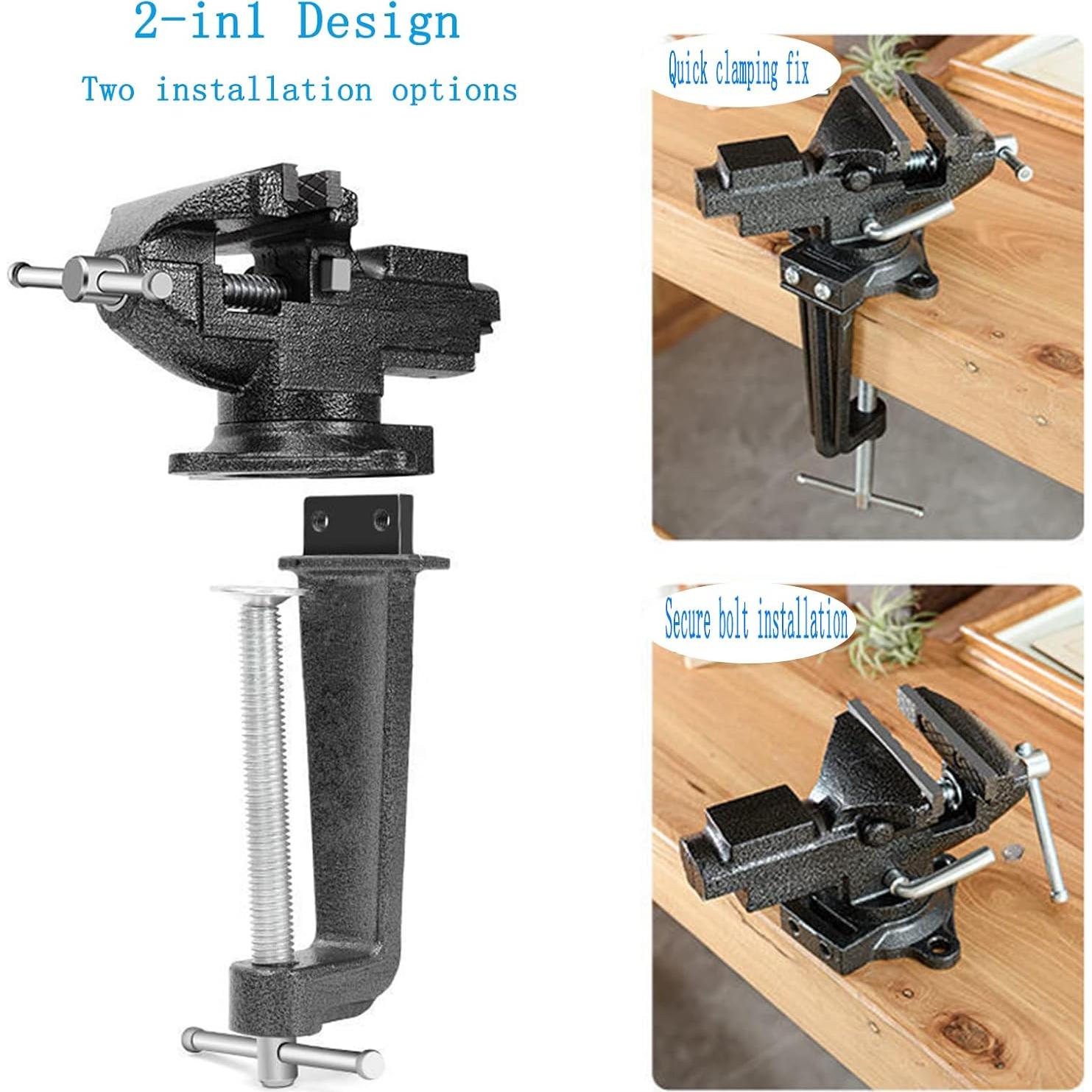 Mordaza MYTEC 3.3" Negra Multifuncional 360° Ajuste Rápido