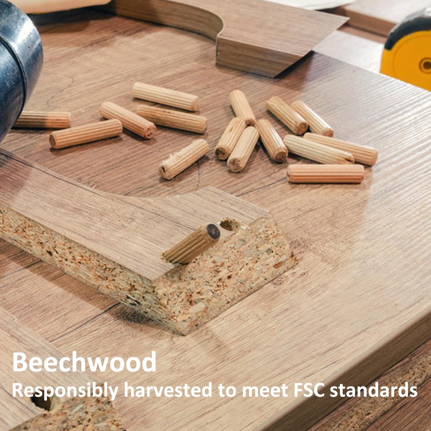 Clavos de Dowel de Madera Haya 6 mm - 200 Pcs