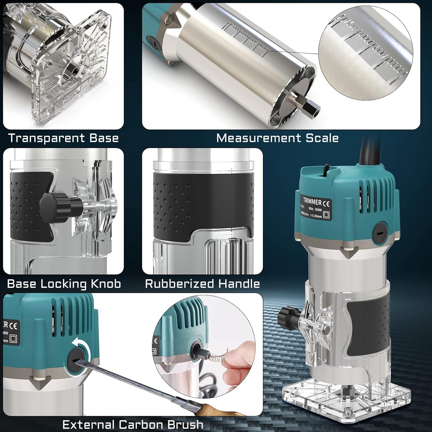 Router Compacto TwoWin 800W 1.25hp con 15 Brocas