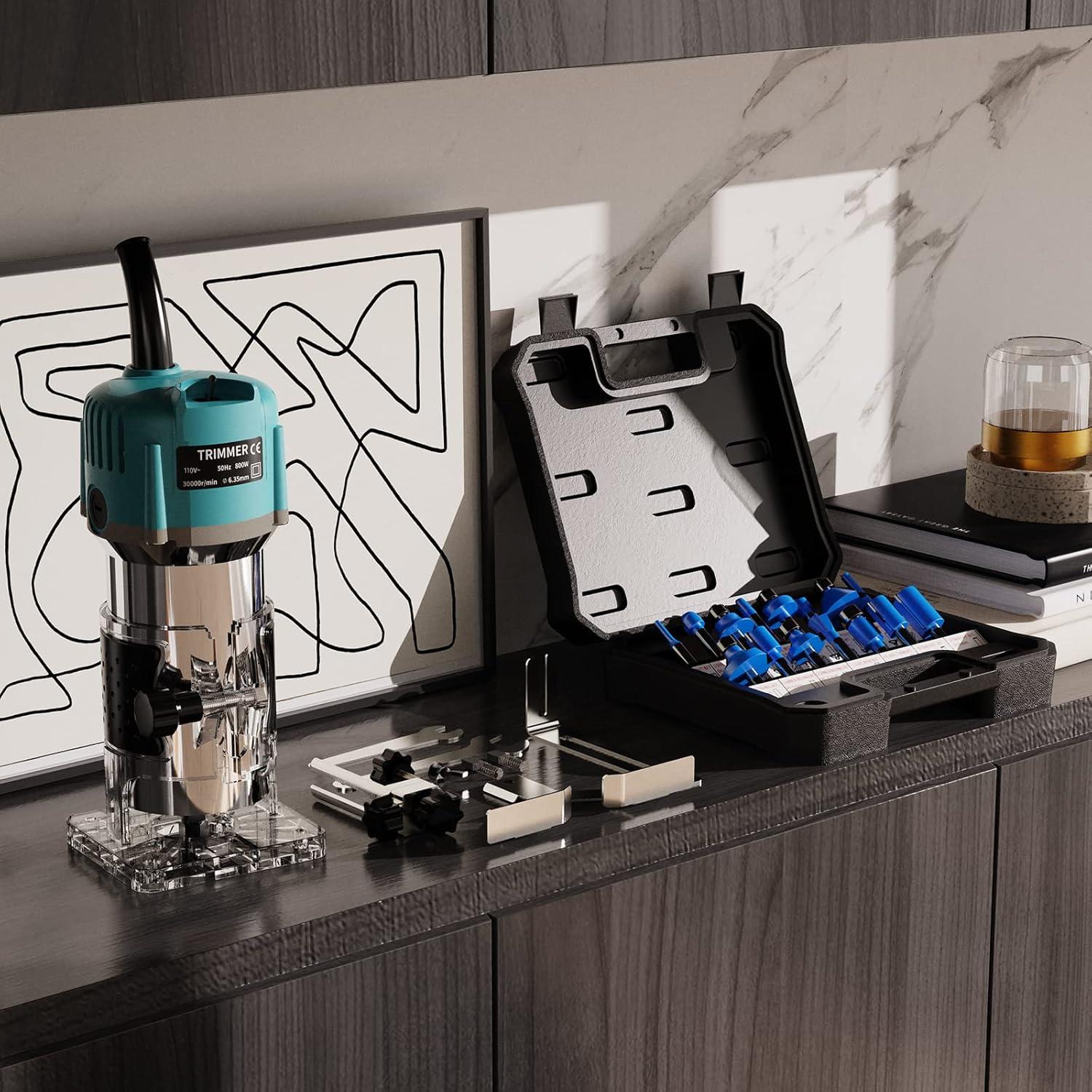 Router Compacto TwoWin 800W 1.25hp con 15 Brocas