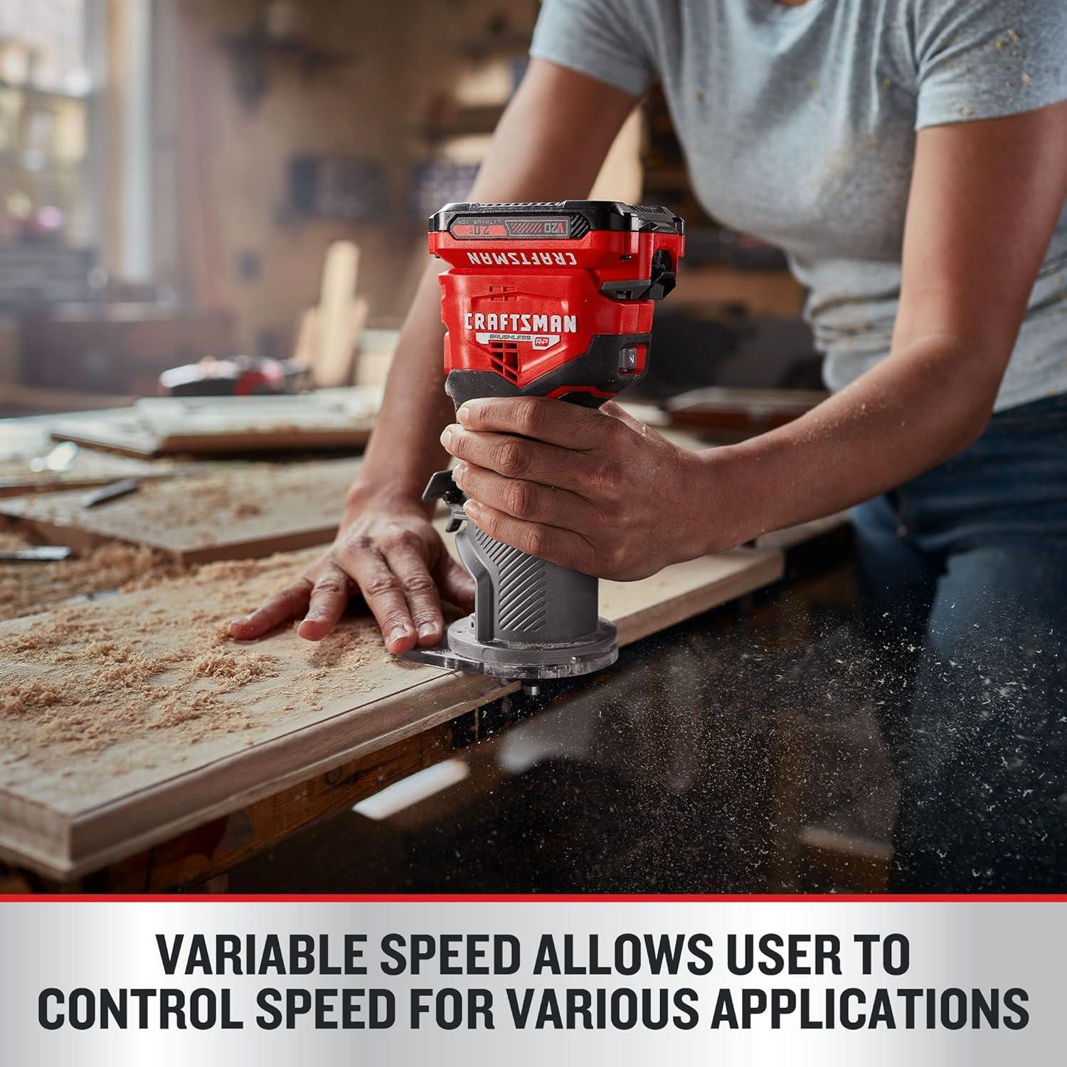 Router Inalámbrico CRAFTSMAN V20 18V 1.85kg Velocidad Variable