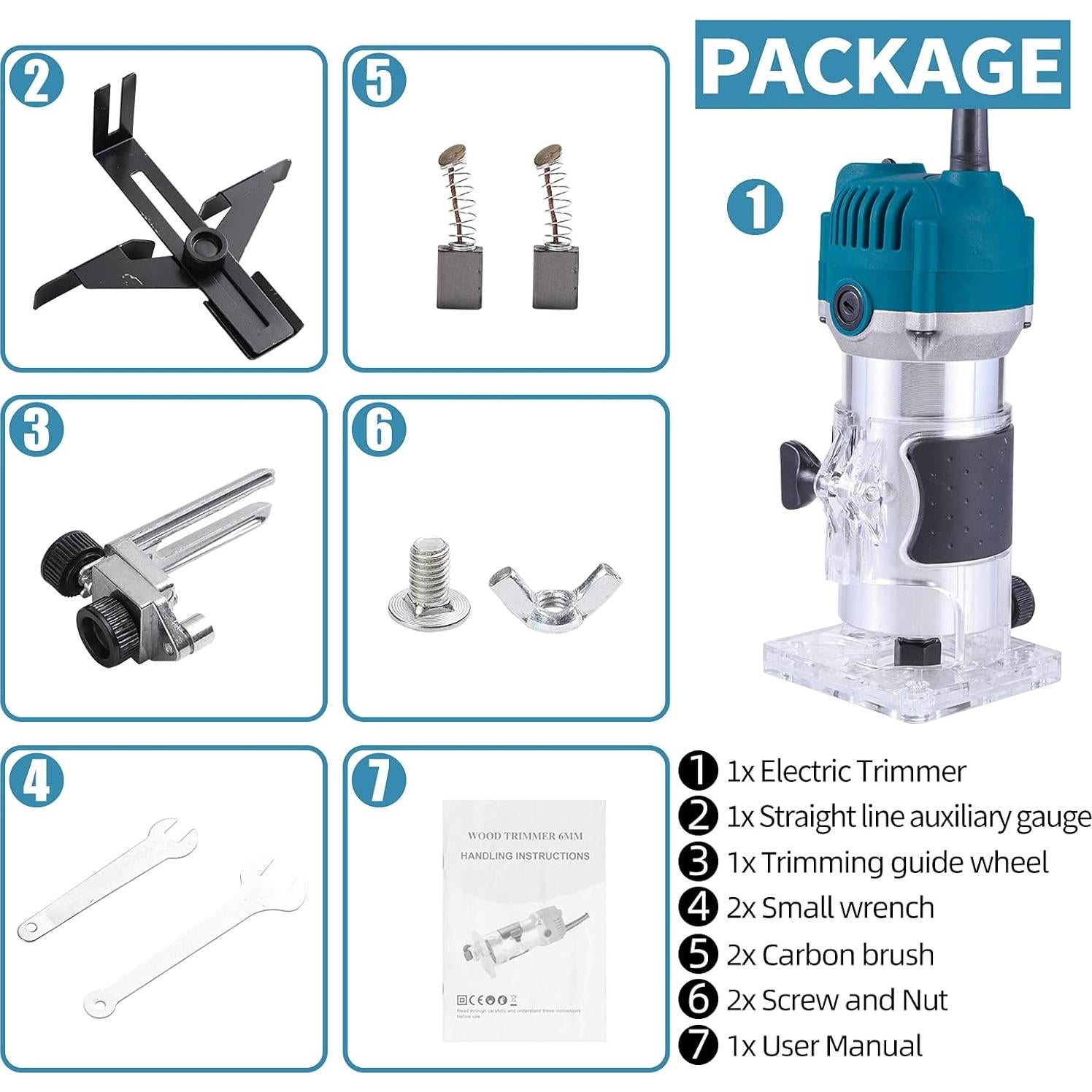Router Eléctrico AKYPACH 800W Compacto para Madera Azul
