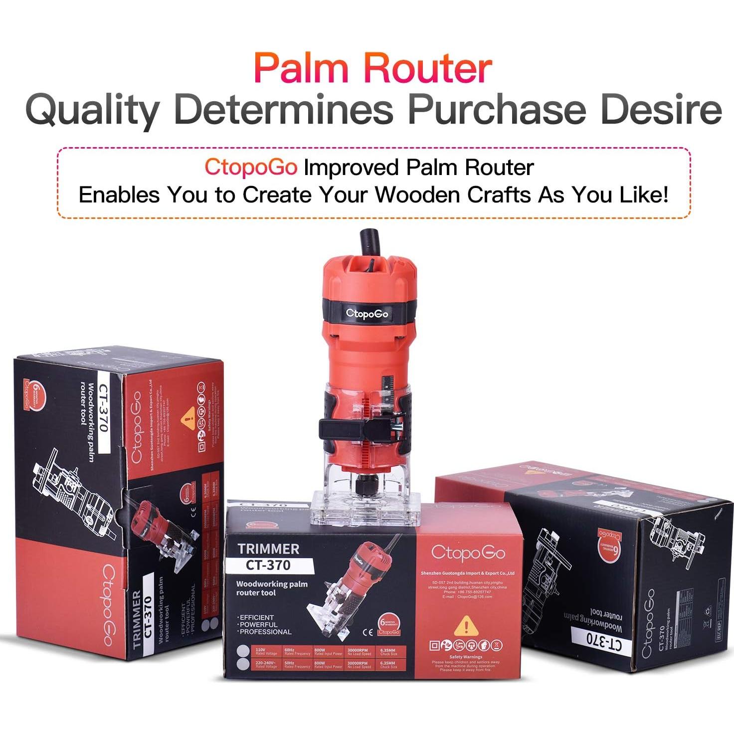 Router Compacto CtopoGo 800W con 12 Puntas para Madera