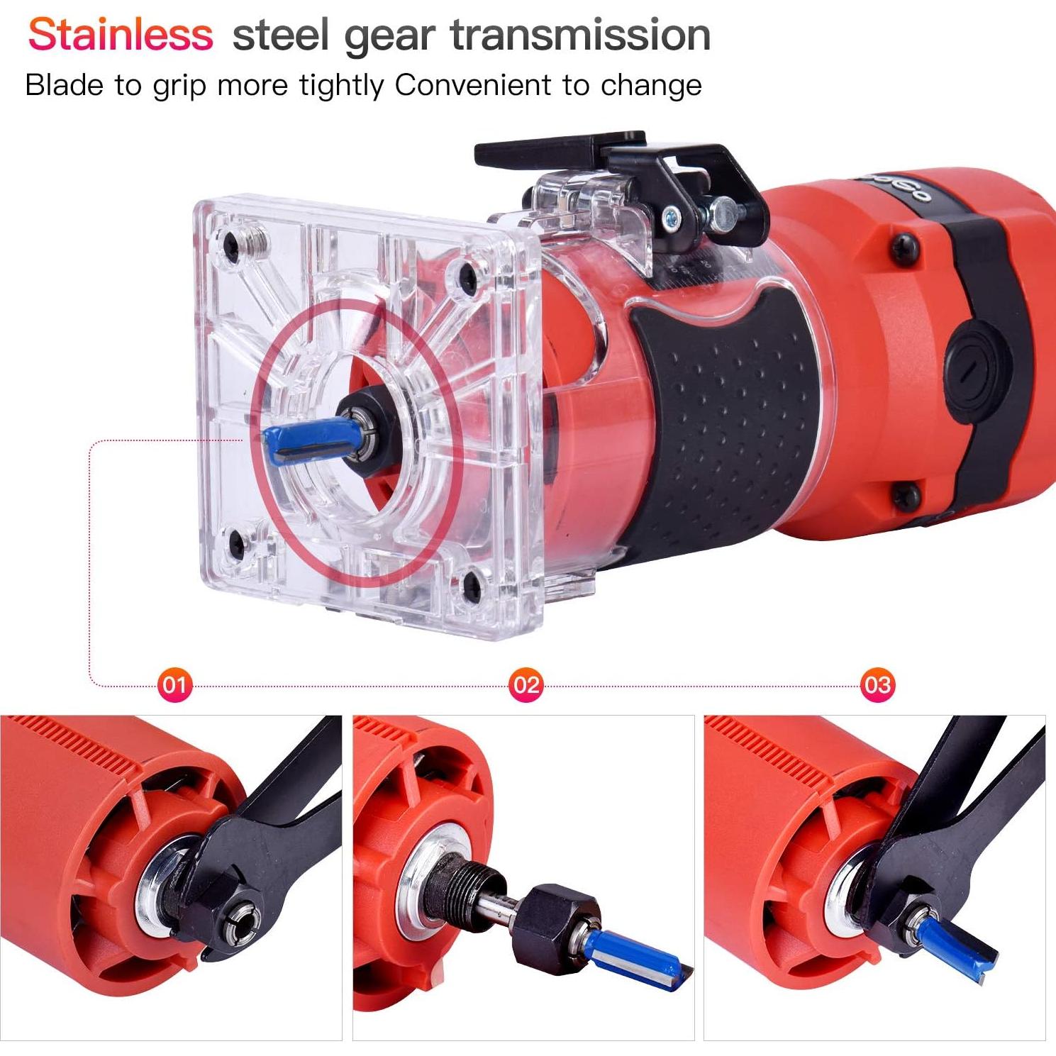 Router Compacto CtopoGo 800W con 12 Puntas para Madera