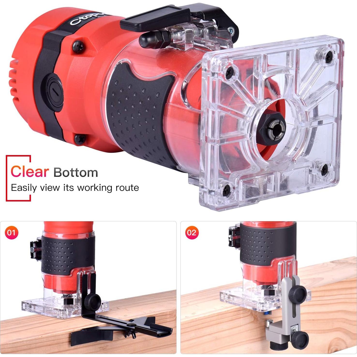 Router Compacto CtopoGo 800W con 12 Puntas para Madera