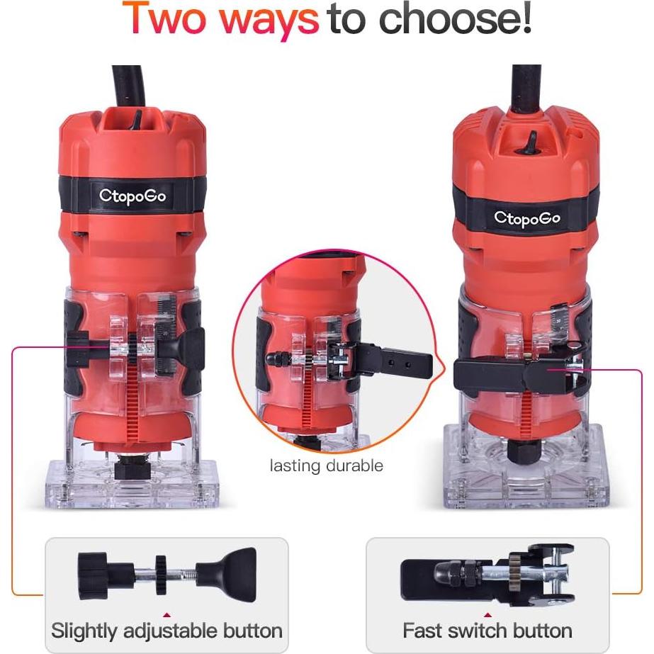 Router Compacto CtopoGo 800W con 12 Puntas para Madera