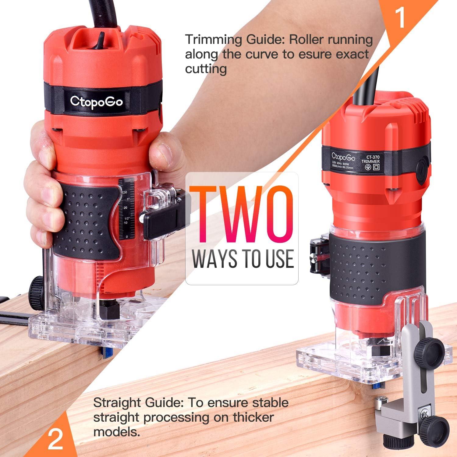 Router Compacto CtopoGo 800W con 12 Puntas para Madera