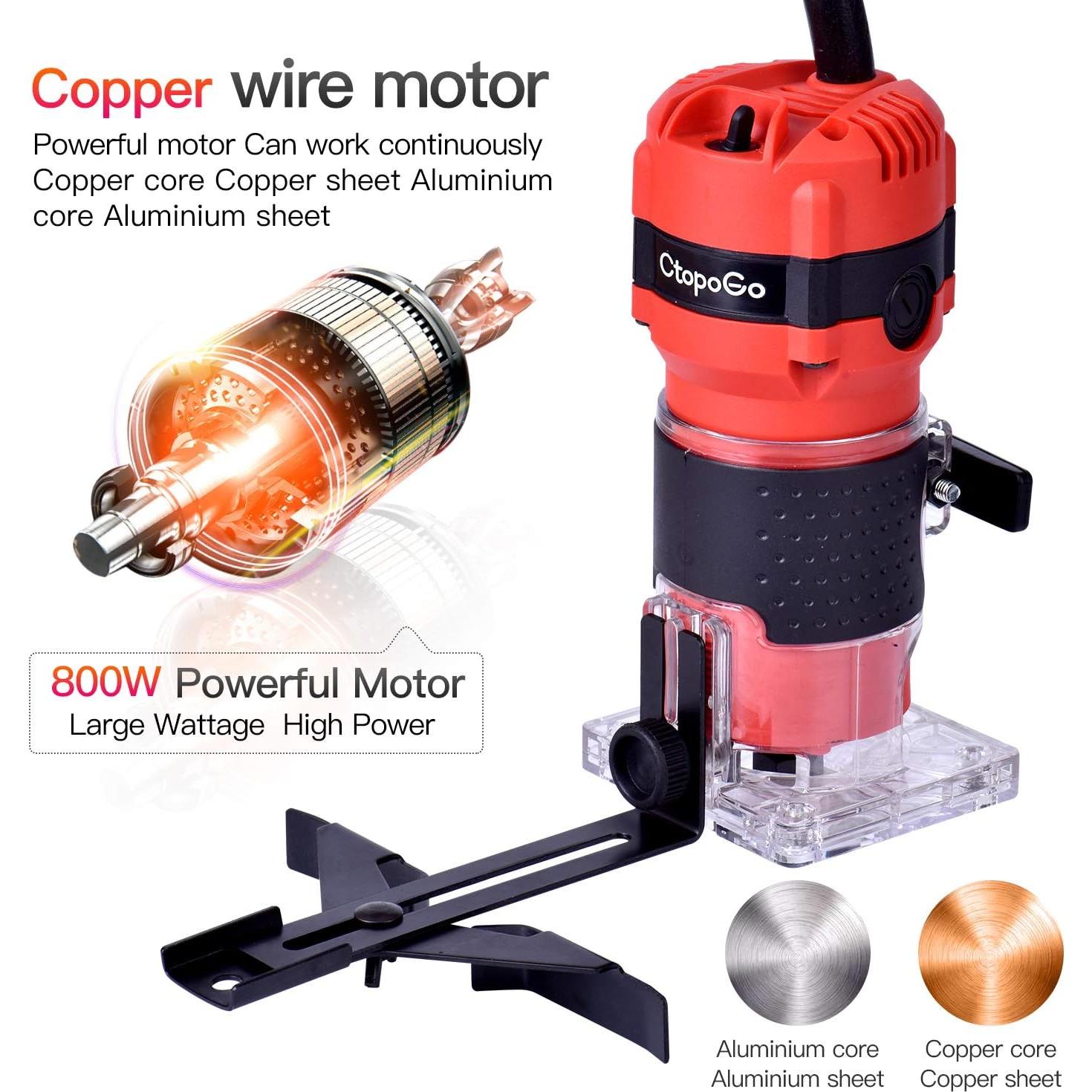 Router Compacto CtopoGo 800W con 12 Puntas para Madera