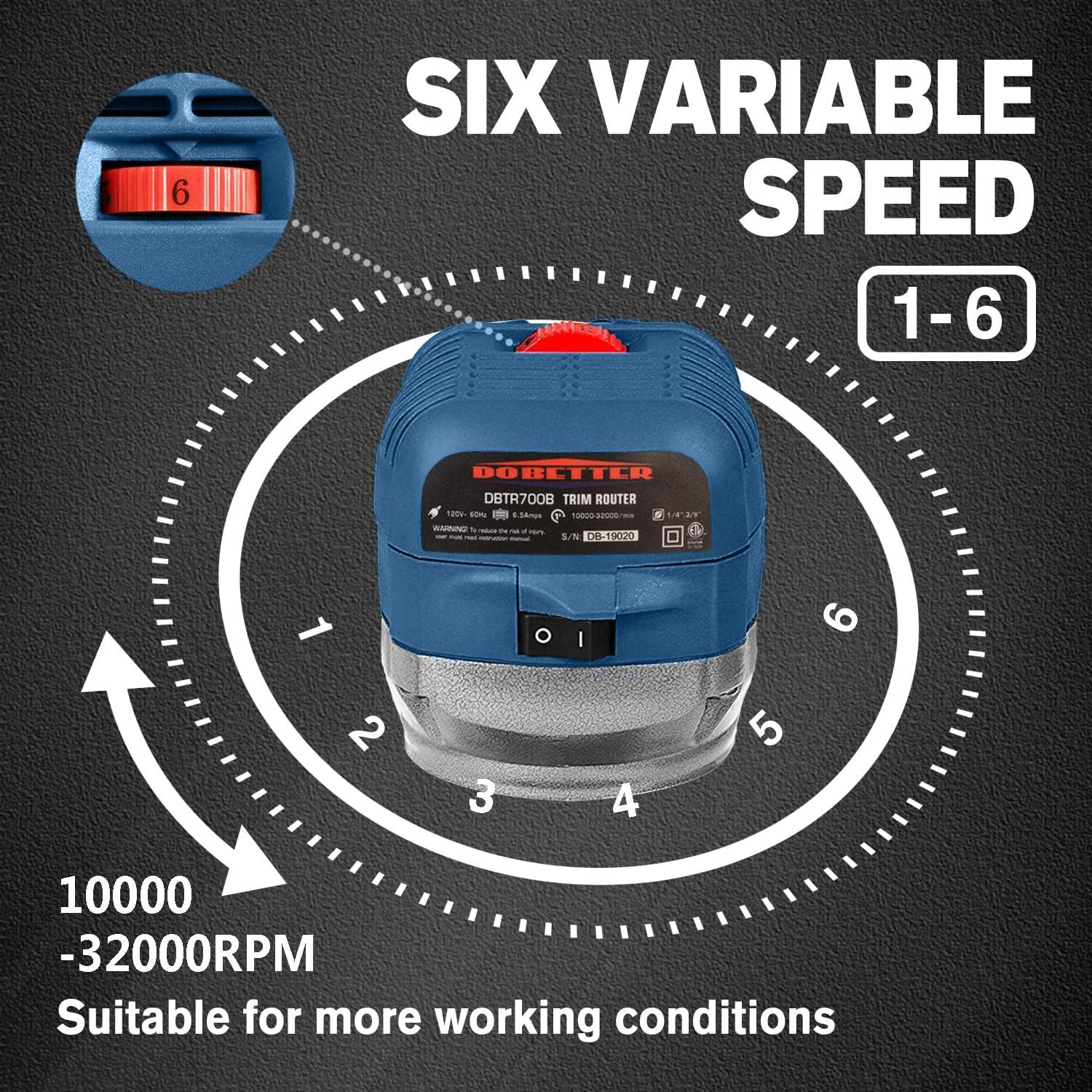 Router Eléctrico Dobetter DBTR700B 1.25HP 6 Velocidades