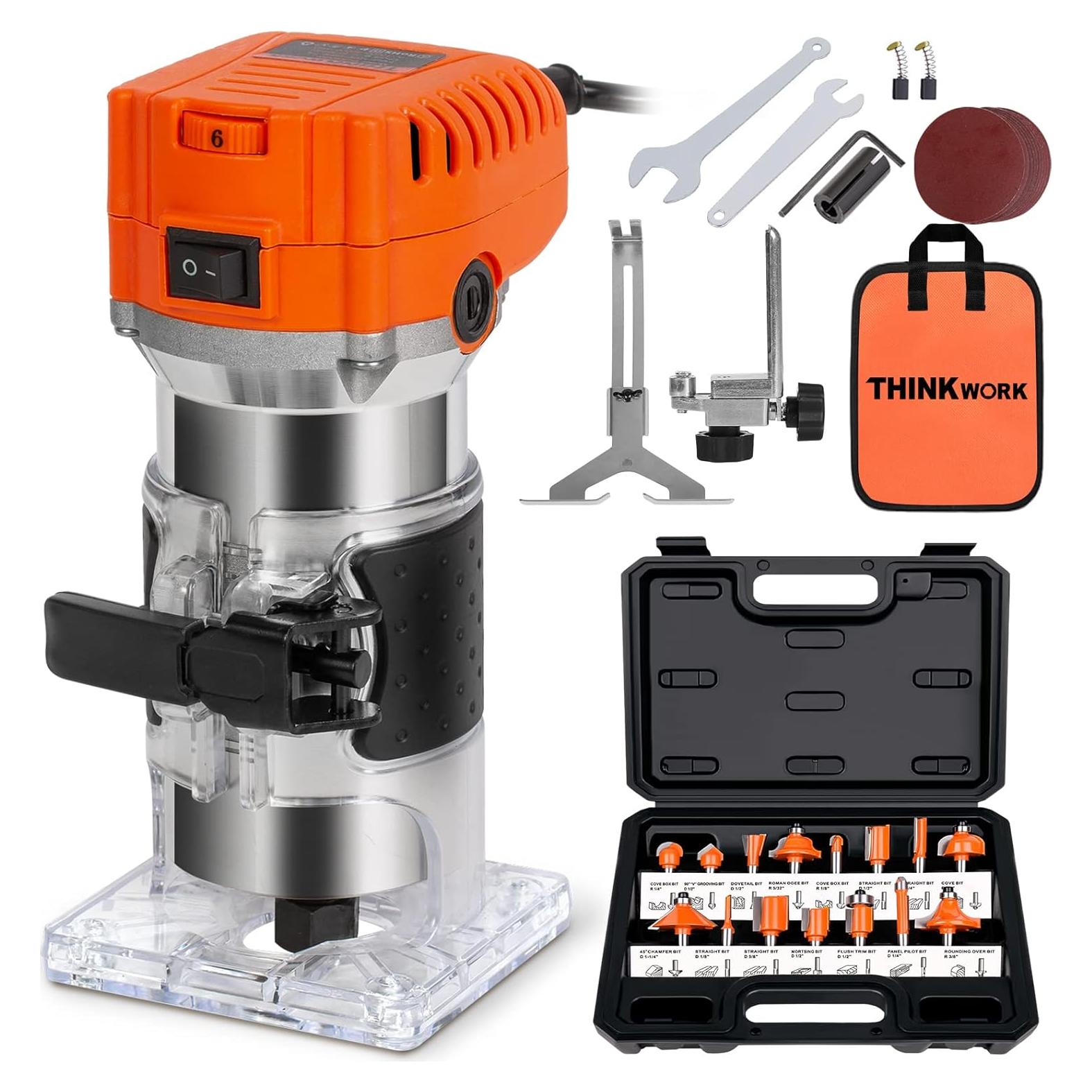 Router Compacto THINKWORK 800W 6 Velocidades + 15 Brocas