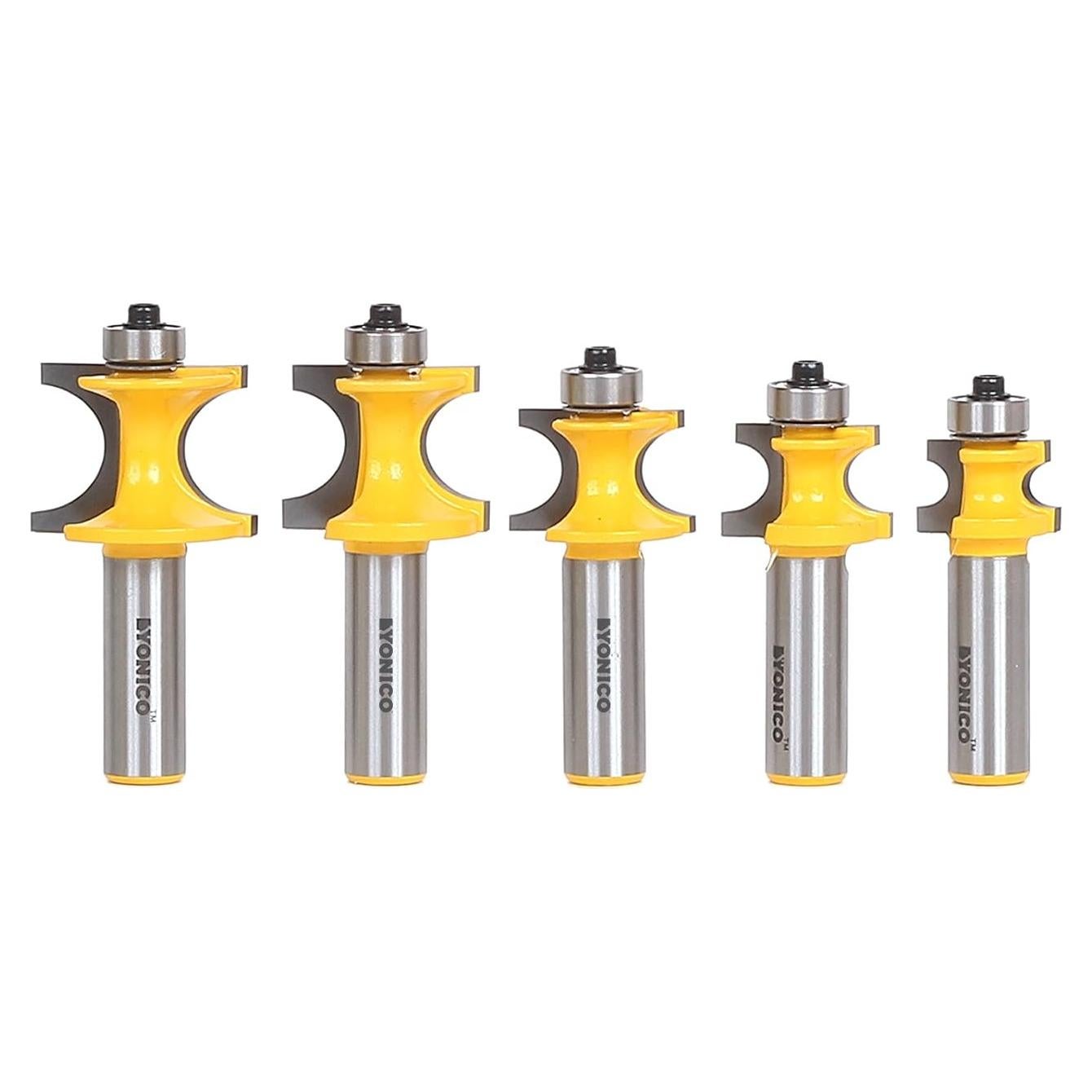 Juego de Brocas de Router Bullnose Yonico 5 Piezas 1,27 cm