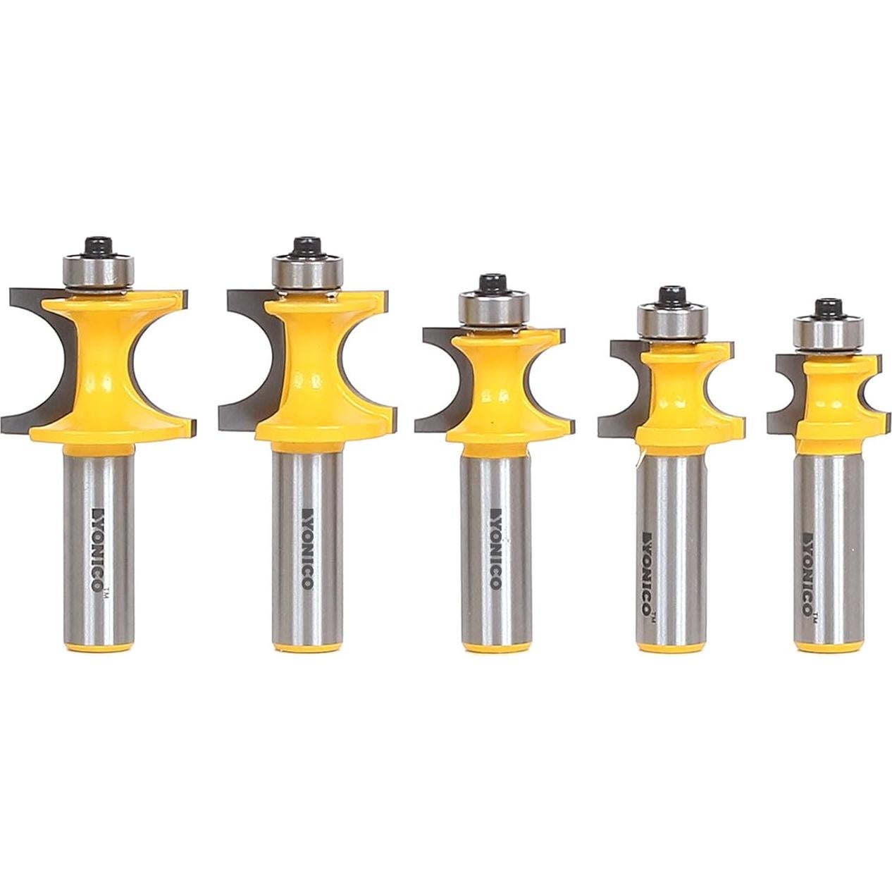 Juego de Brocas de Router Bullnose Yonico 5 Piezas 1,27 cm
