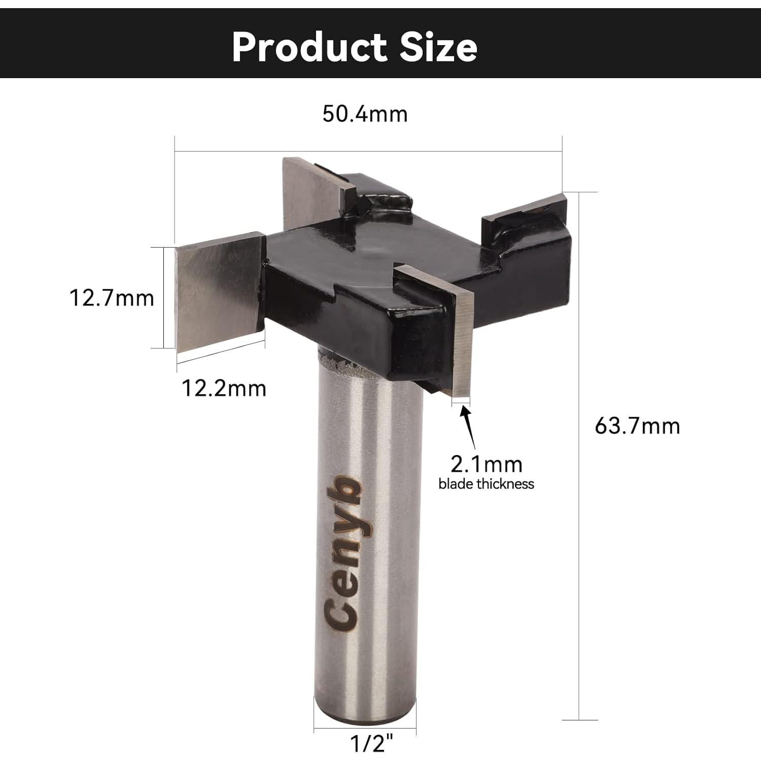 Fresa CNC 4 Alas Cenyb 1/2" Eje 5,08 cm Corte Madera