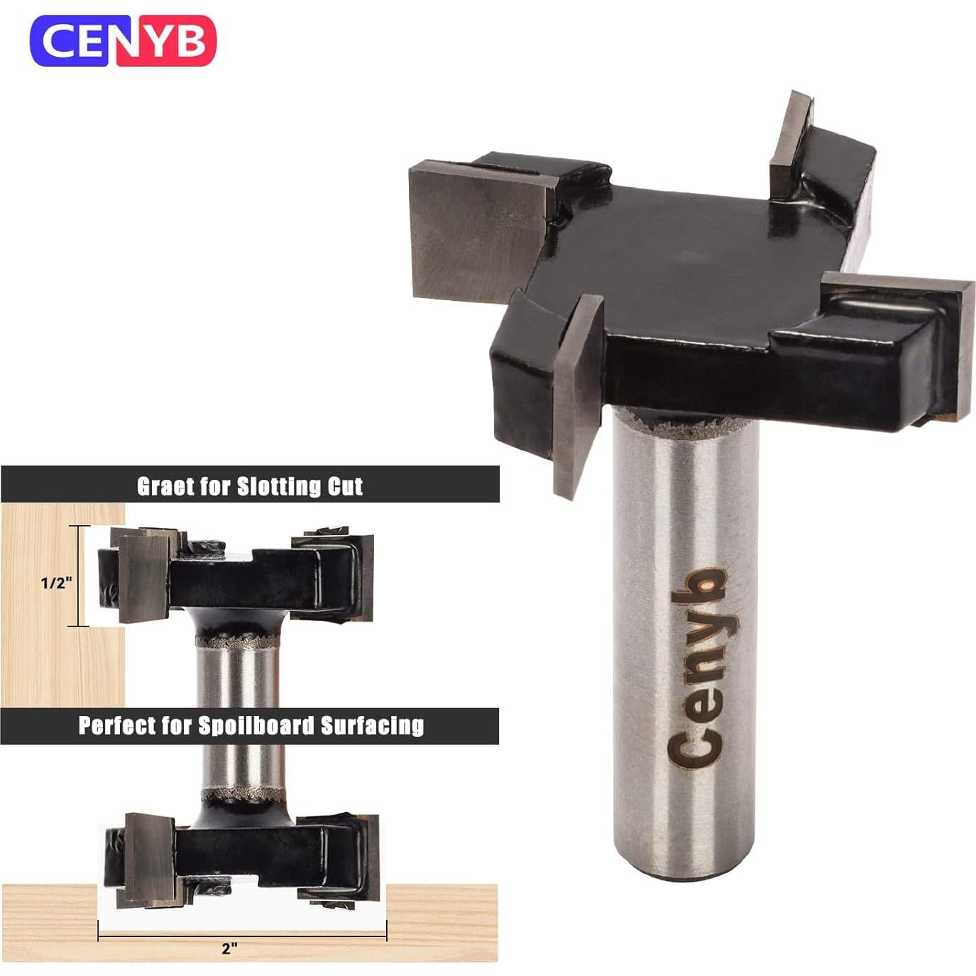 Fresa CNC 4 Alas Cenyb 1/2" Eje 5,08 cm Corte Madera