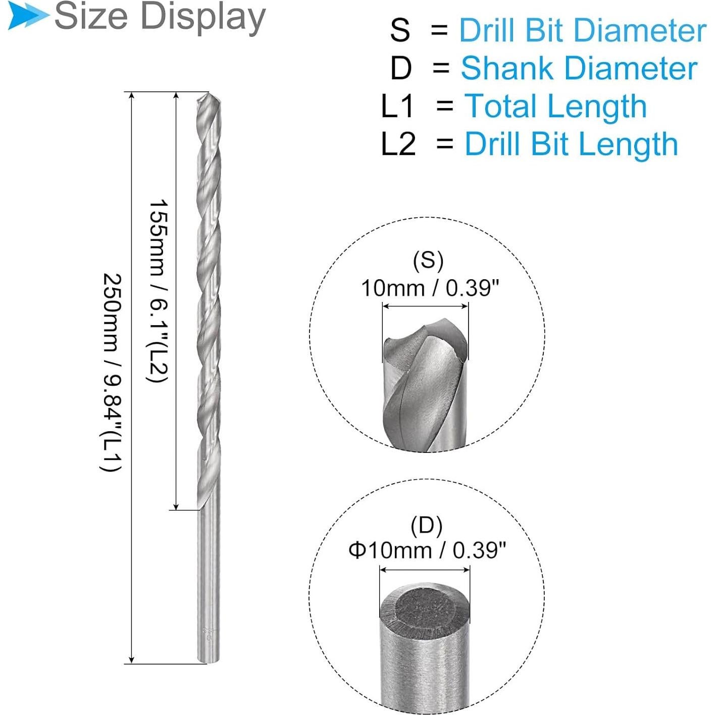 Broca de Twist 10mm CoCud 250mm Acero Alta Velocidad
