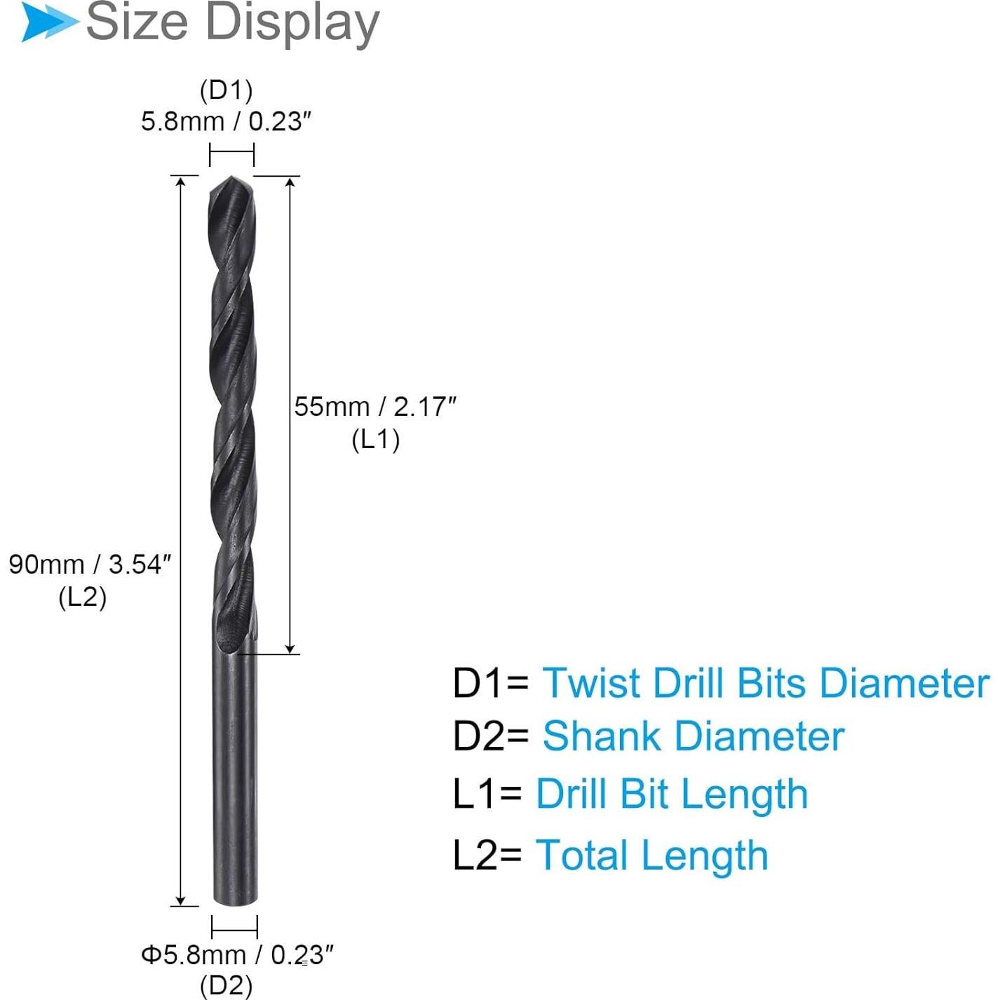 Brocas de Acero Rápido CoCud 5.8mm 90mm 2 Piezas
