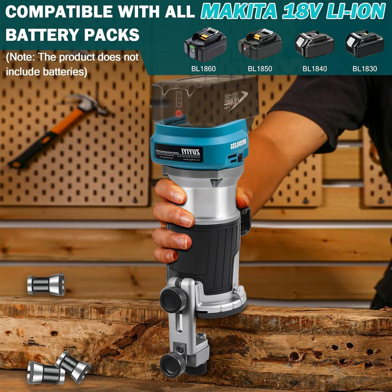 Router Inalámbrico ZUYIYI 18V 28000RPM Base Fija y Guía