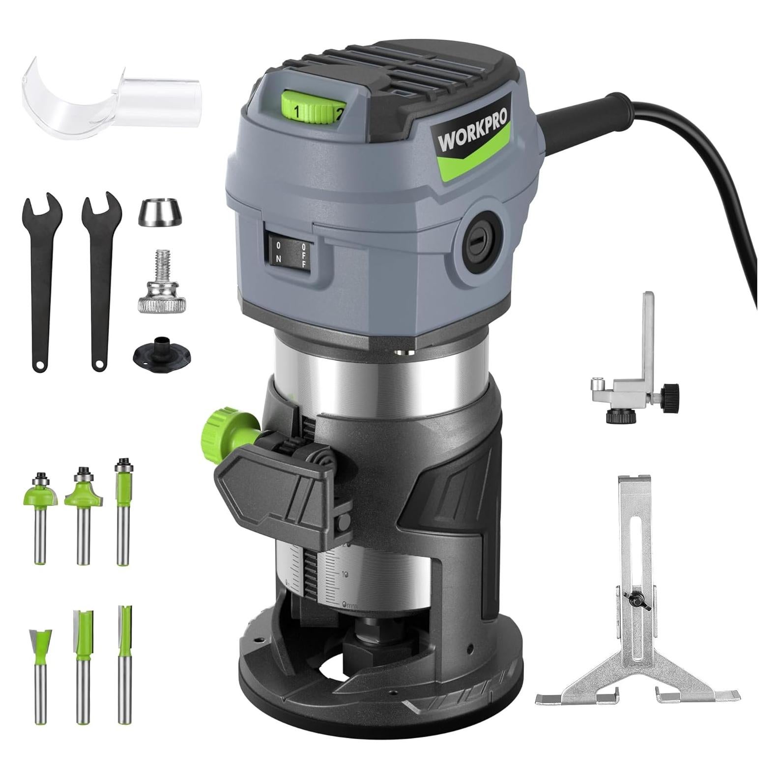 Router Compacto WORKPRO 6.5A 6 Velocidades para Madera